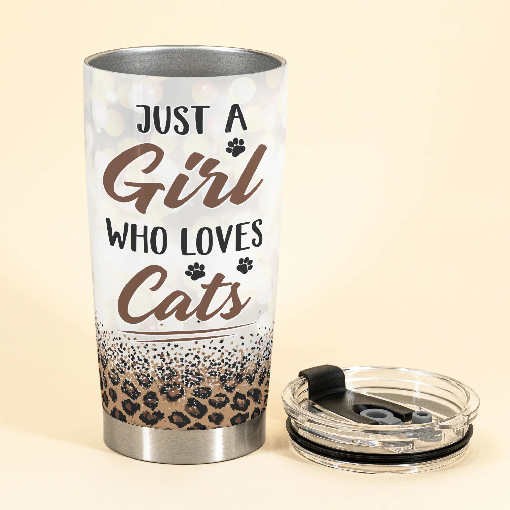 Just A Girl Who Loves Cats - Personalized Tumbler Cup - Birthday Gift For Cat Mom, Cat Lovers - Image 3