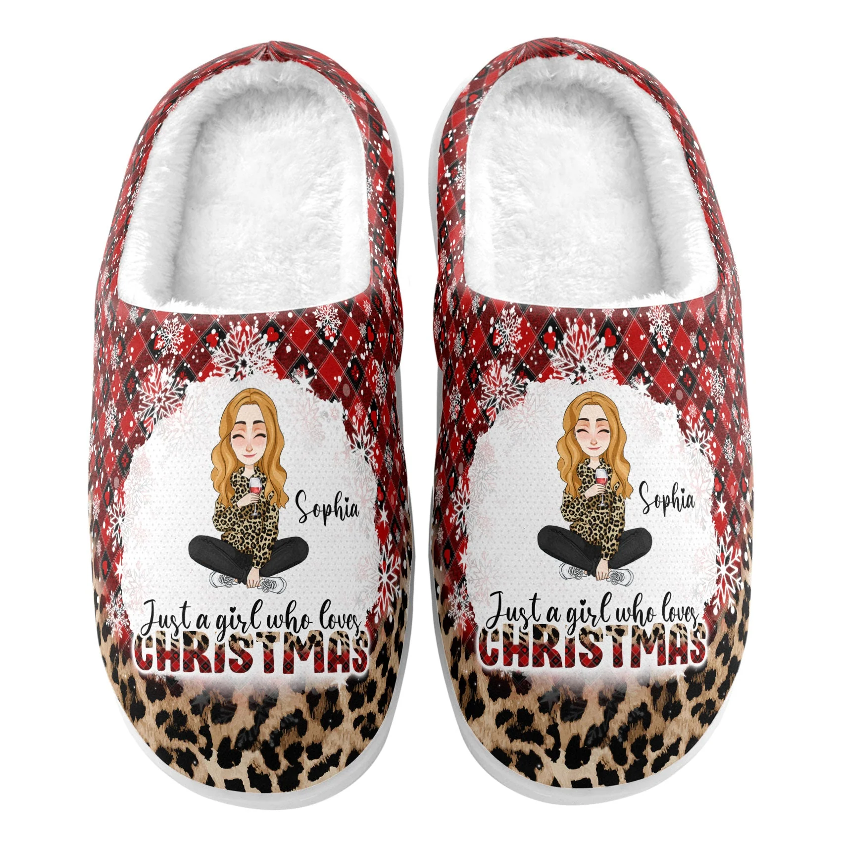 Just A Girl Who Loves Christmas - Personalized Slippers - Image 4