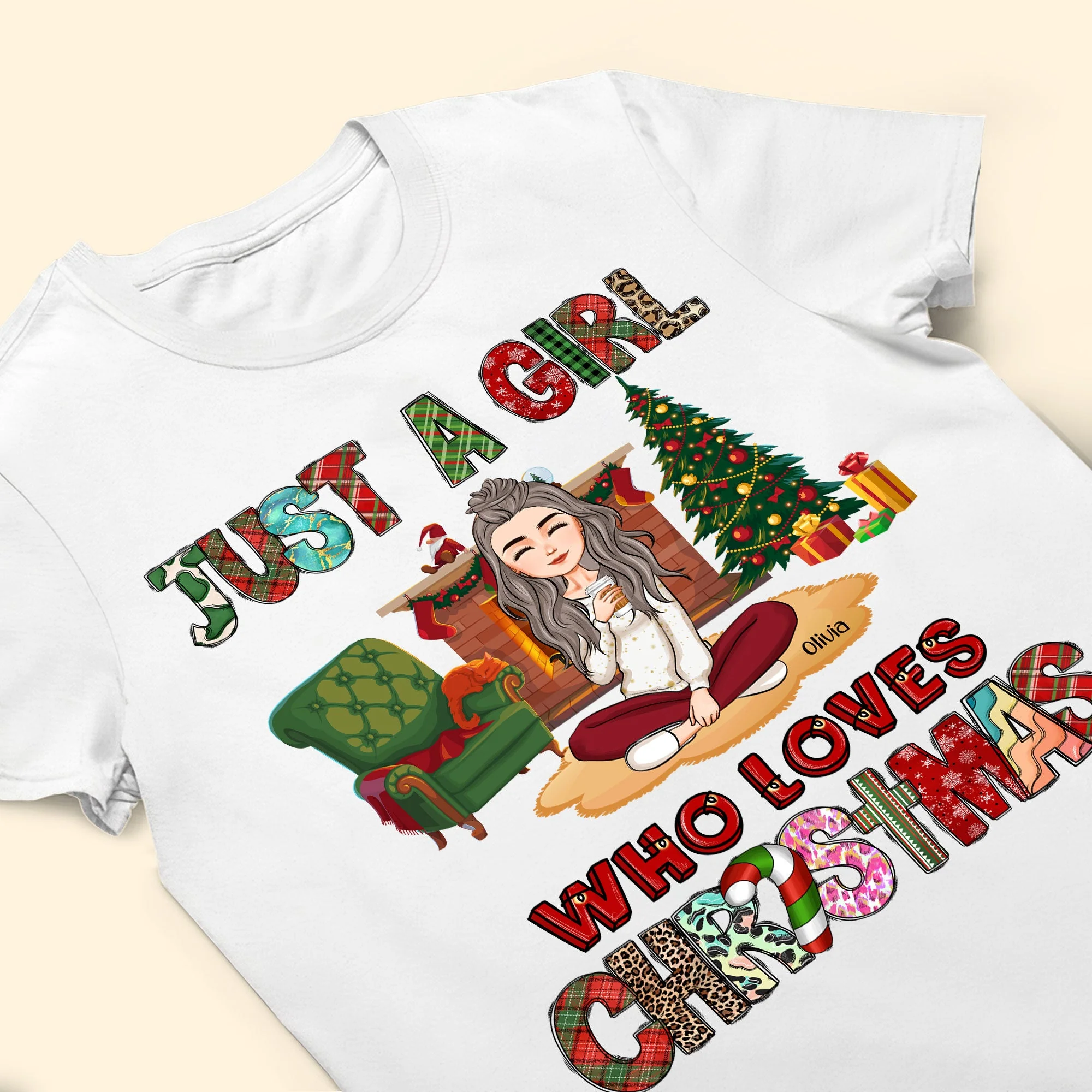 Just A Girl Who Loves Christmas - Personalized Shirt - Image 3