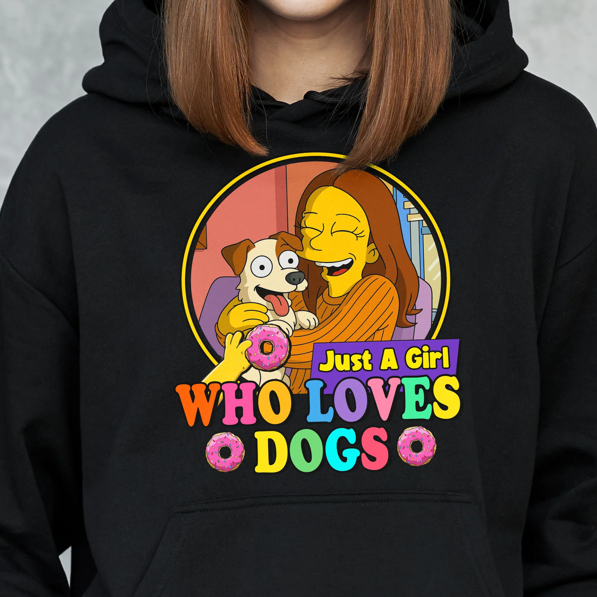 Just A Girl Who Loves Dogs Simpsonized Portrait - Personalized Photo Shirt - Image 5