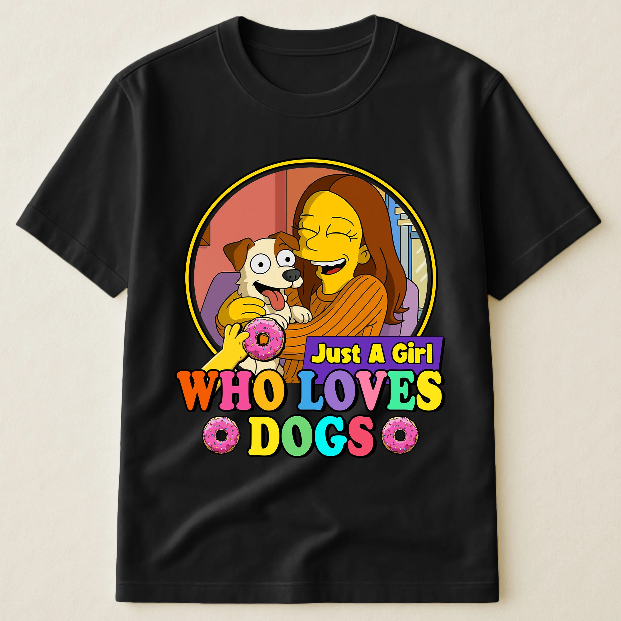 Just A Girl Who Loves Dogs Simpsonized Portrait - Personalized Photo Shirt - Image 6