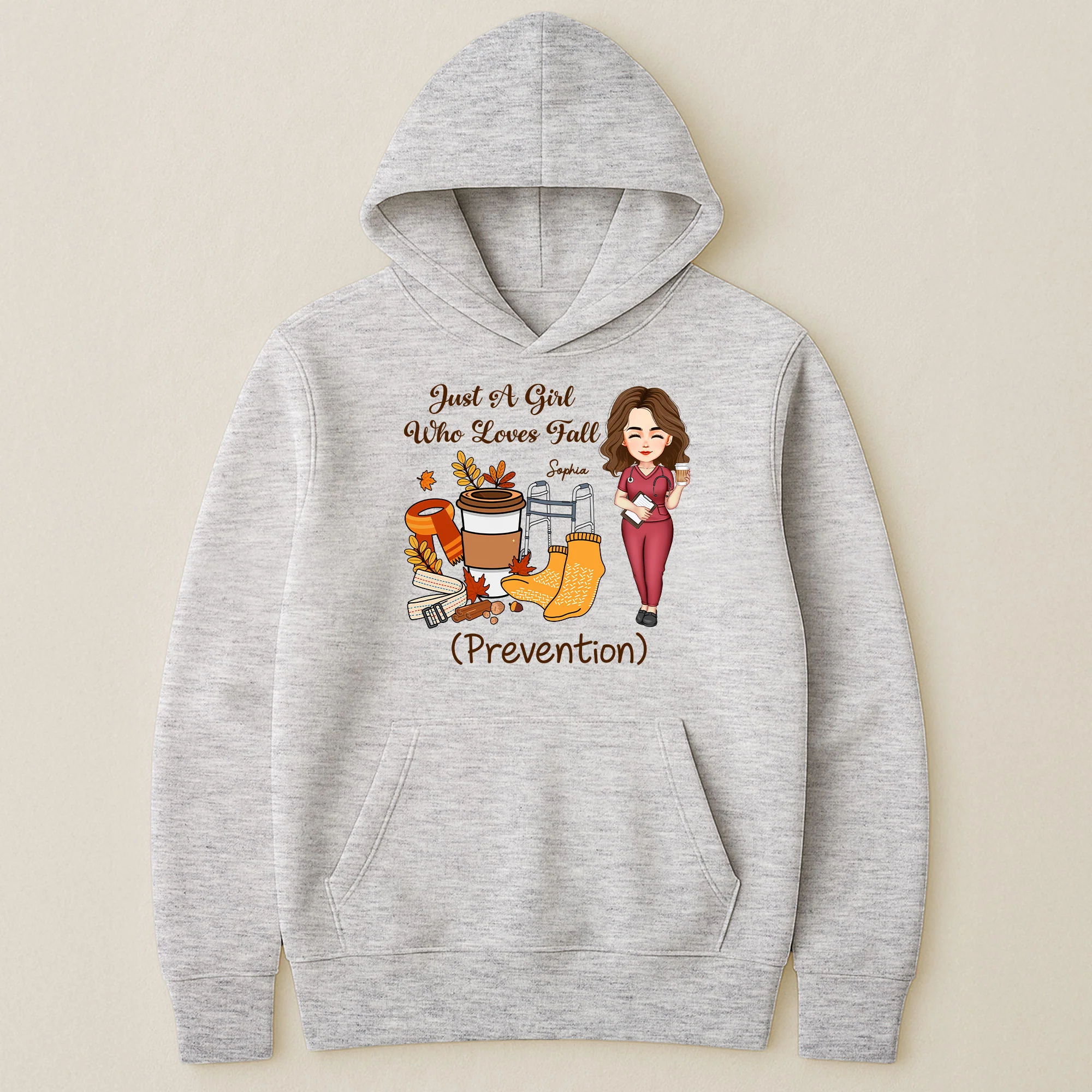 Just A Girl Who Loves Fall Prevention Nurse Autumn Gift - Personalized Shirt - Image 5