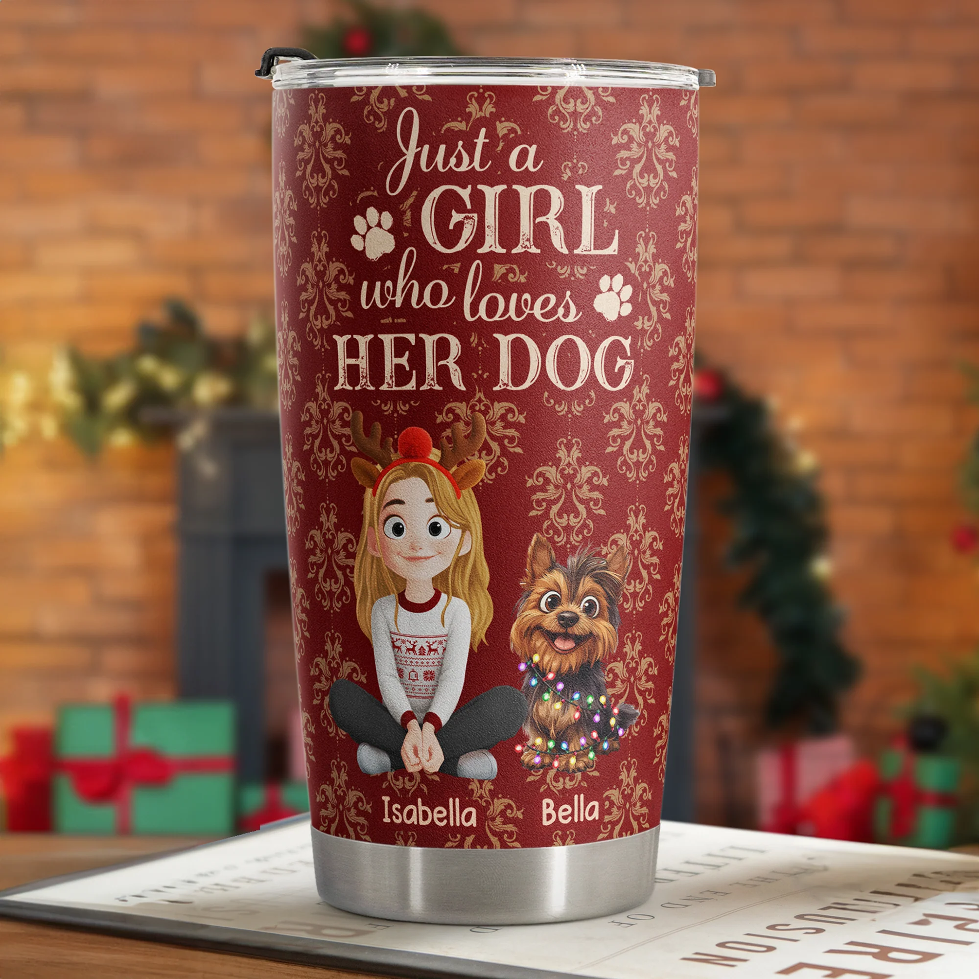 Just A Girl Who Loves Her Dog - Personalized Tumbler Cup - Image 2