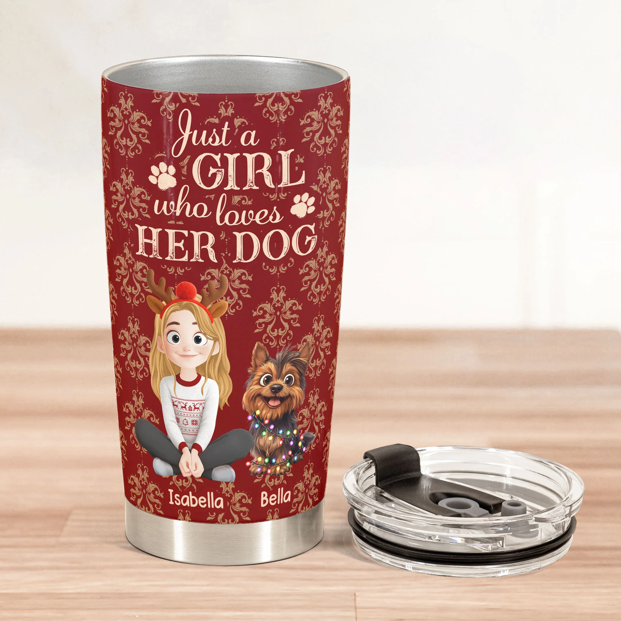 Just A Girl Who Loves Her Dog - Personalized Tumbler Cup - Image 3