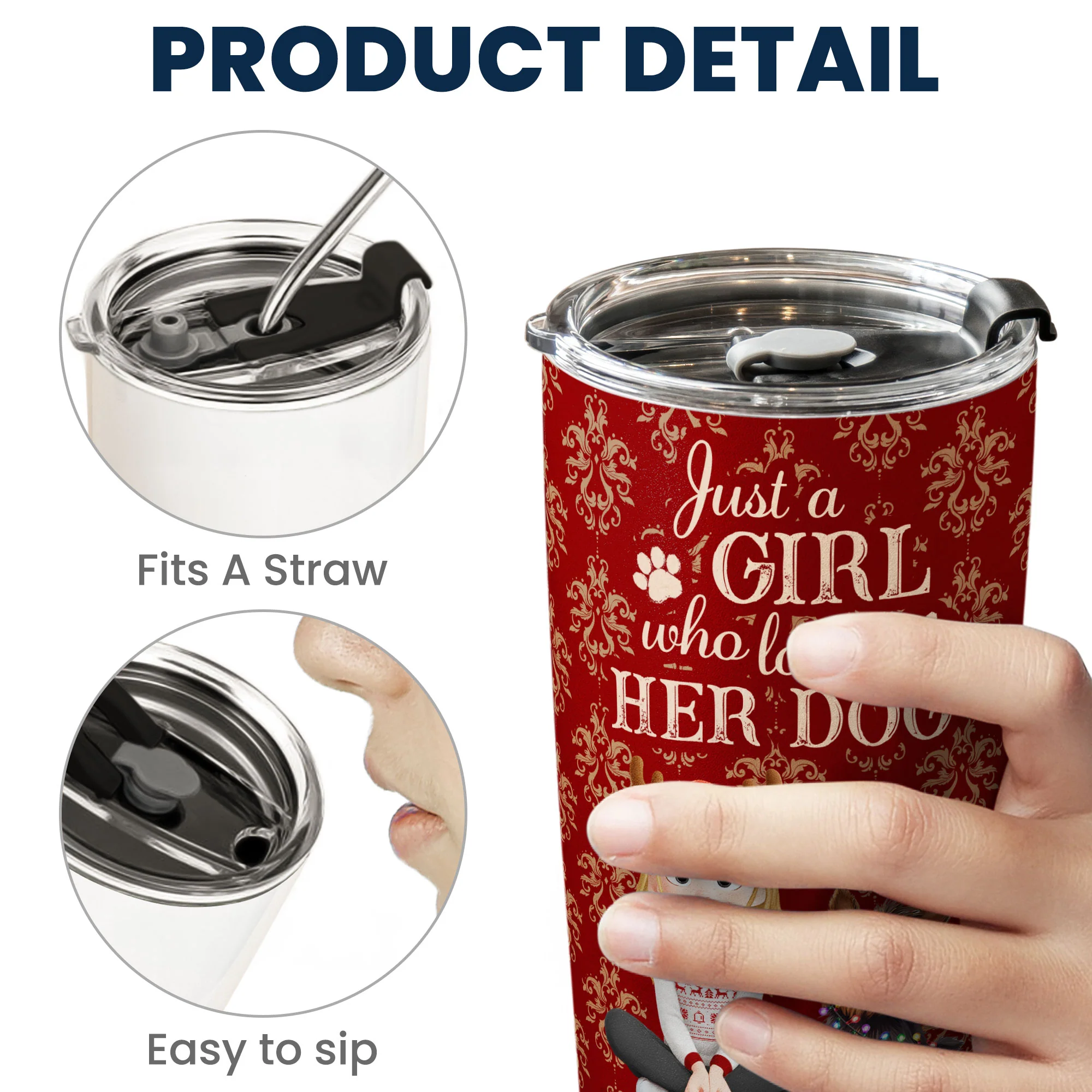 Just A Girl Who Loves Her Dog - Personalized Tumbler Cup - Image 4