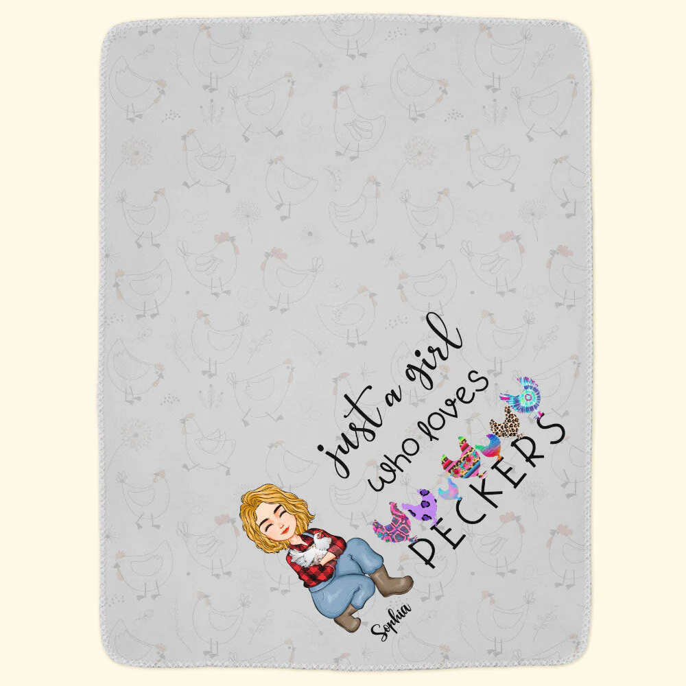 Just A Girl Who Loves Peckers - Personalized Blanket - Birthday, Christmas, New Year Gift For Farmers, Chicken Lady - Image 3