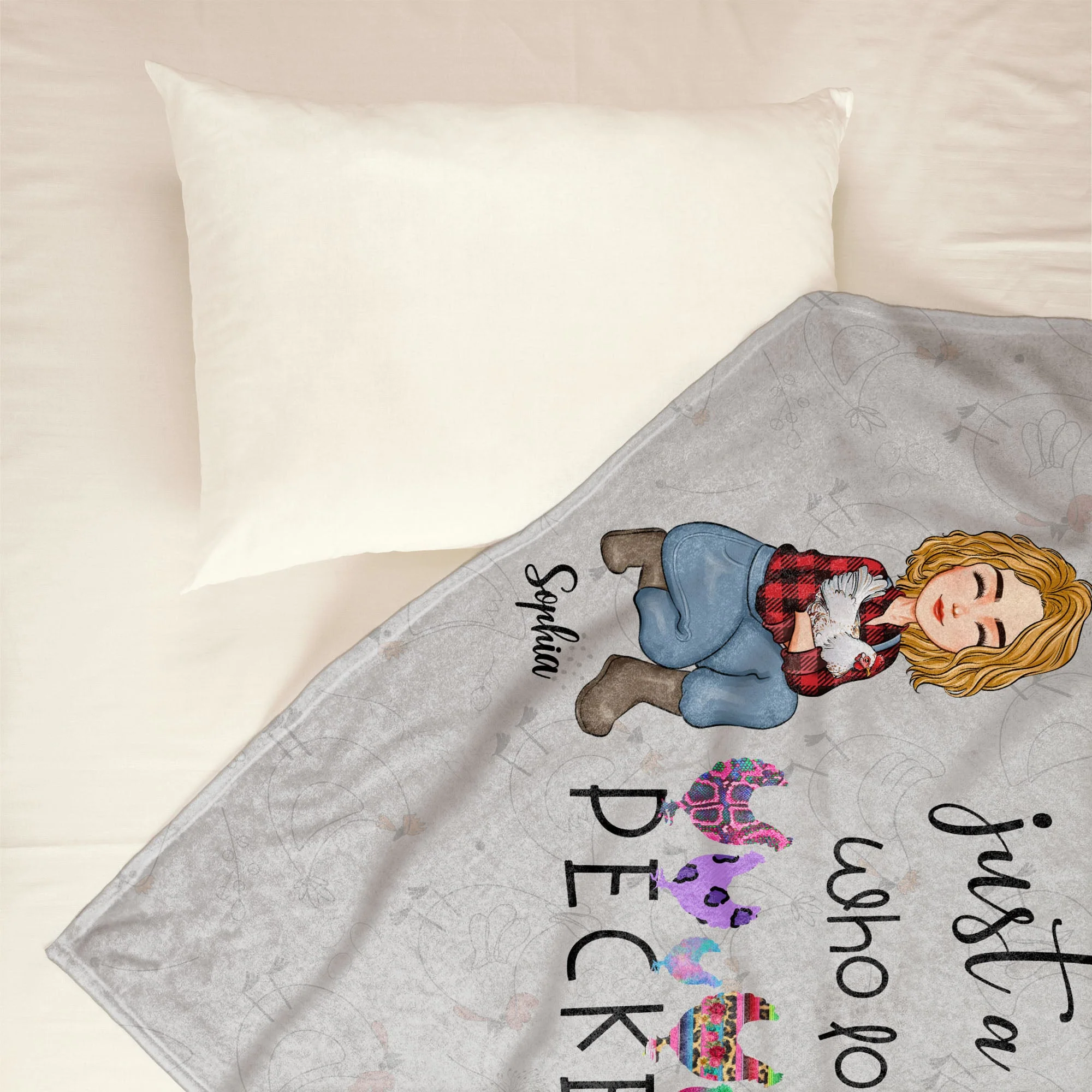 Just A Girl Who Loves Peckers - Personalized Blanket - Birthday, Christmas, New Year Gift For Farmers, Chicken Lady - Image 5