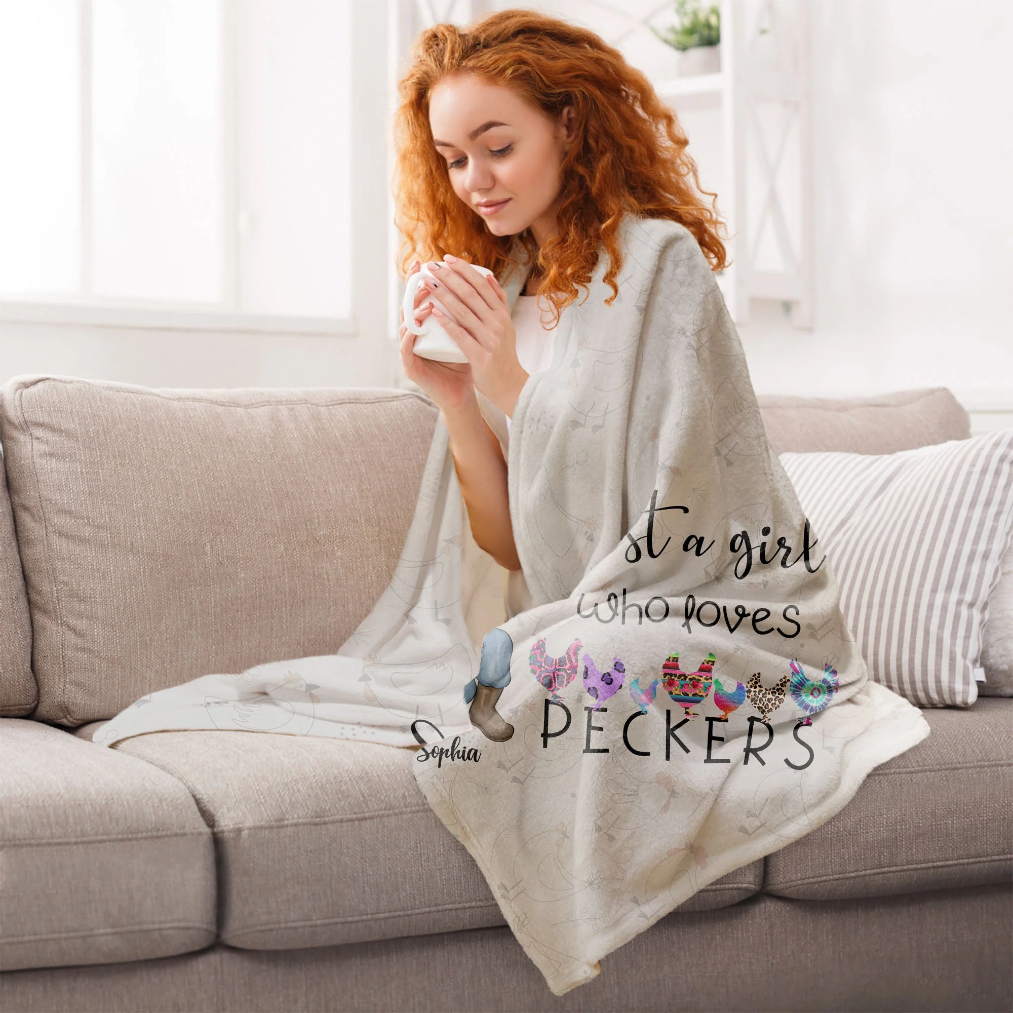Just A Girl Who Loves Peckers - Personalized Blanket - Birthday, Christmas, New Year Gift For Farmers, Chicken Lady - Image 8