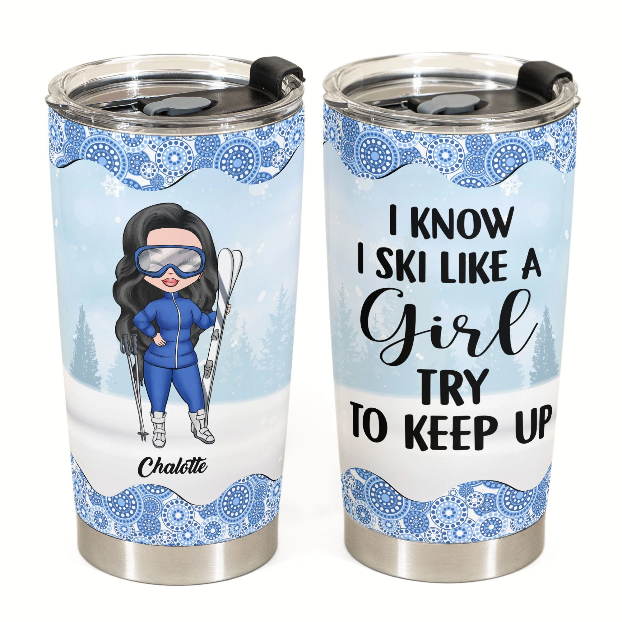 Just A Girl Who Loves Skiing - Personalized Tumbler Cup - Gift For Skiing Lovers - Image 2