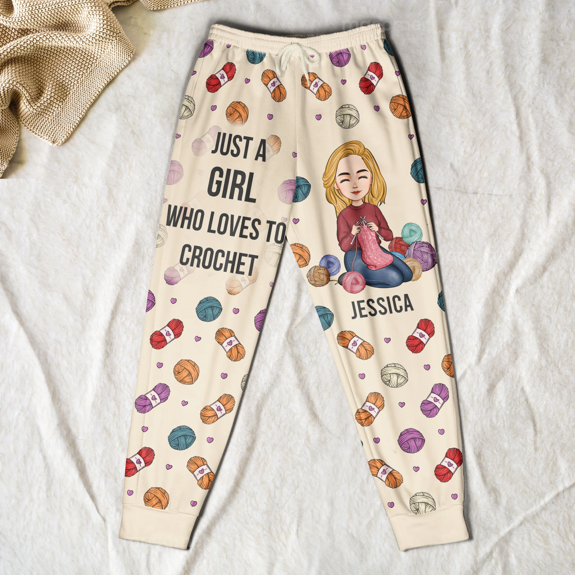Just A Girl Who Loves Yarn - Personalized Sweatpants - Image 2