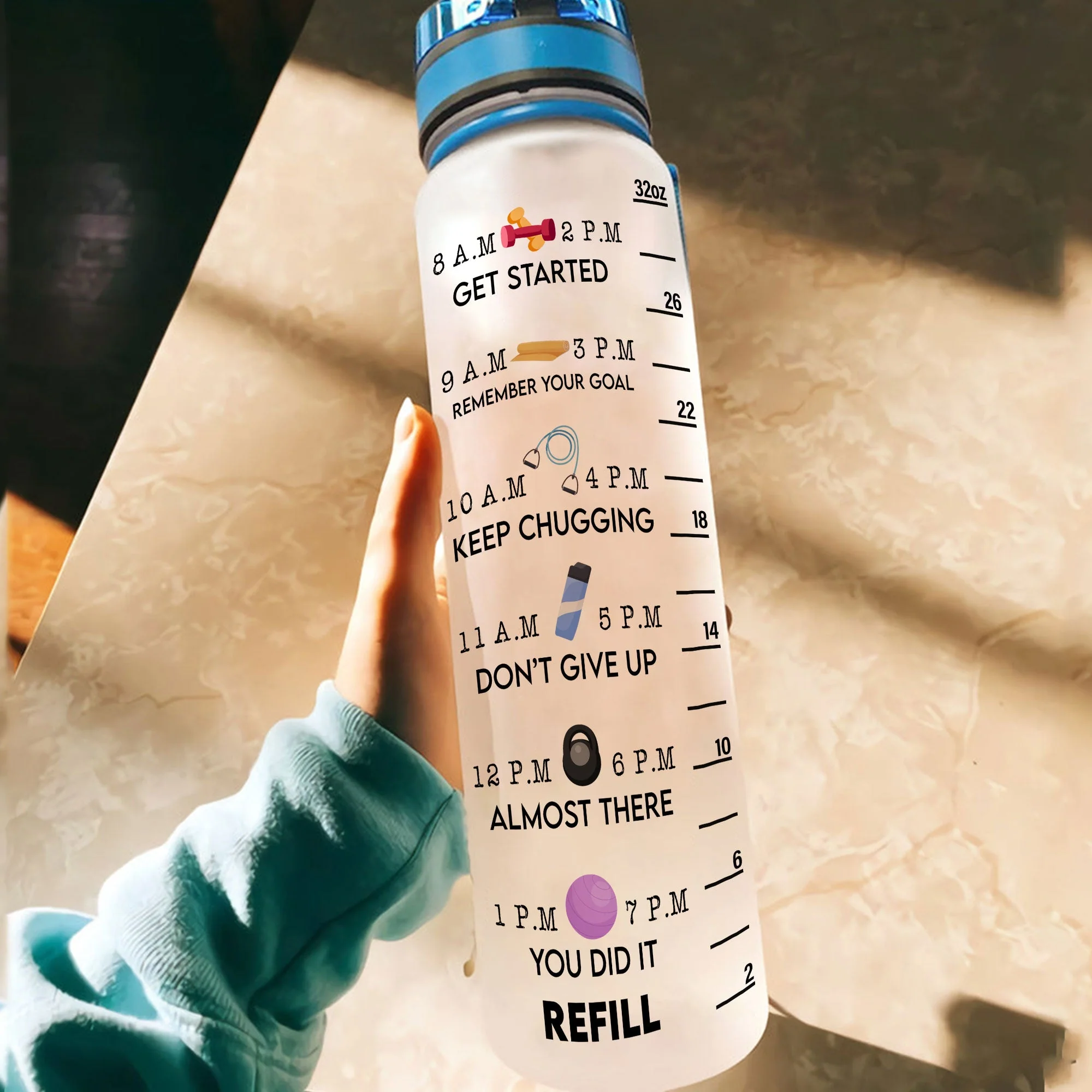 Just A Girl With Goals New Version - Personalized Water Bottle With Time Marker - Birthday, Motivation Gift For Her, Girl, Woman, Fitness Lovers, Gymer - Image 2