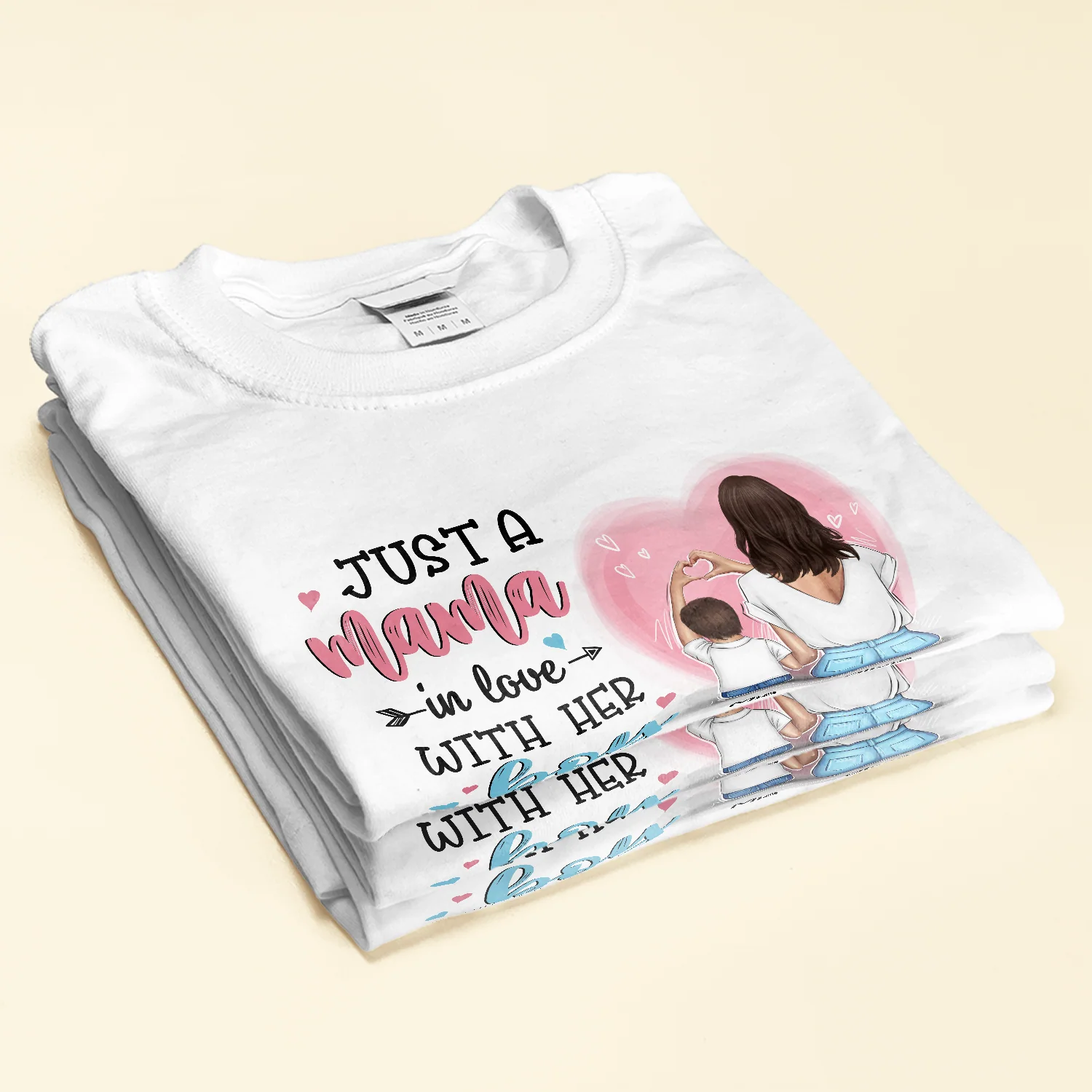 Just A Mama In Love With Her Boy, Girl - Personalized Shirt - Birthday, Mother's DayGift For Mom, Mother, Mama - Image 2