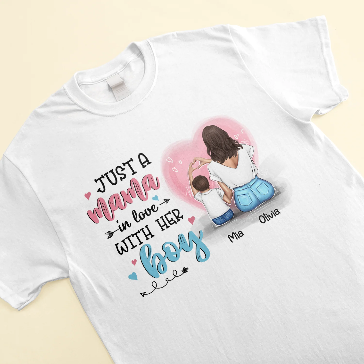 Just A Mama In Love With Her Boy, Girl - Personalized Shirt - Birthday, Mother's DayGift For Mom, Mother, Mama - Image 3