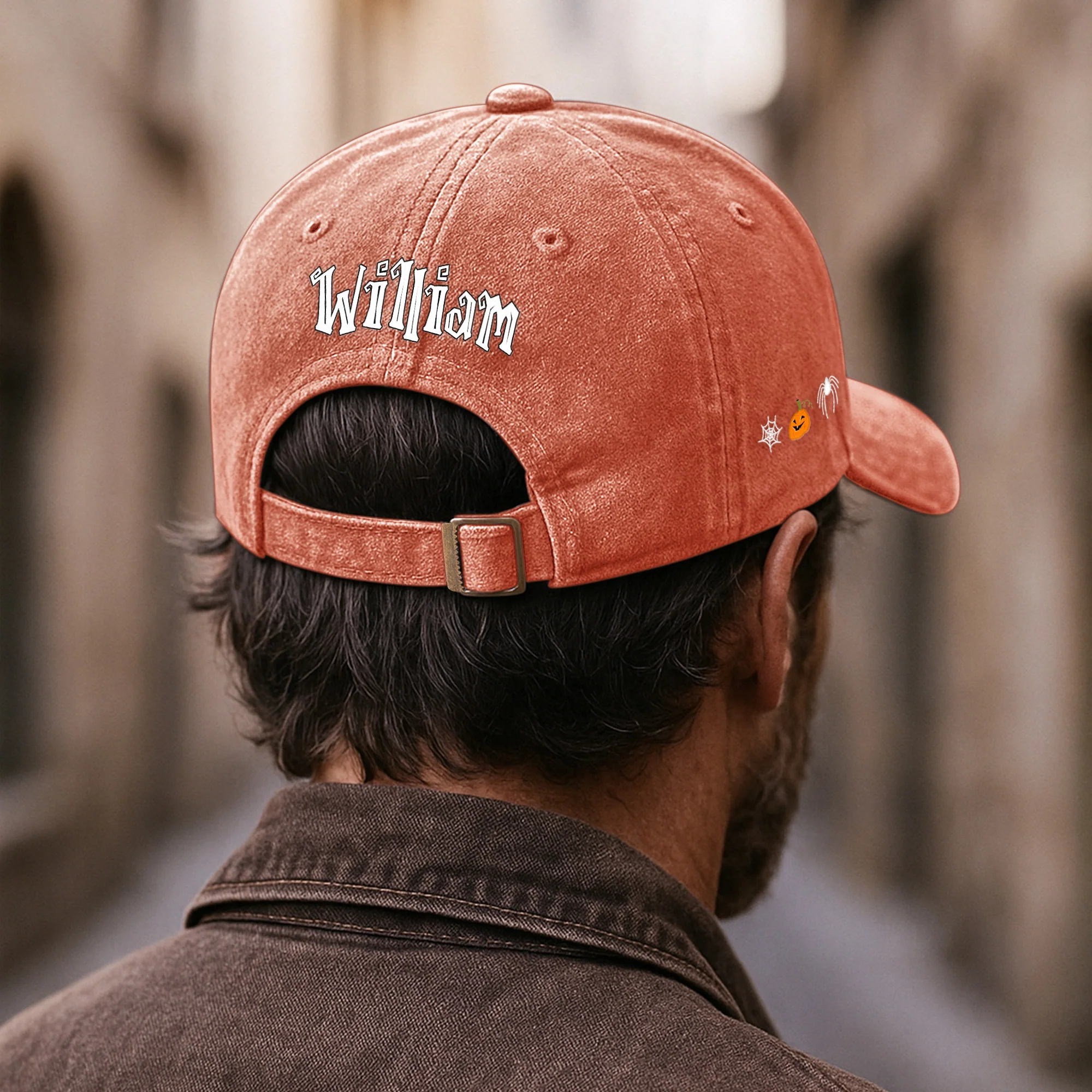 Just A Spooky Paw Halloween - Personalized Distressed Denim Cap - Image 5