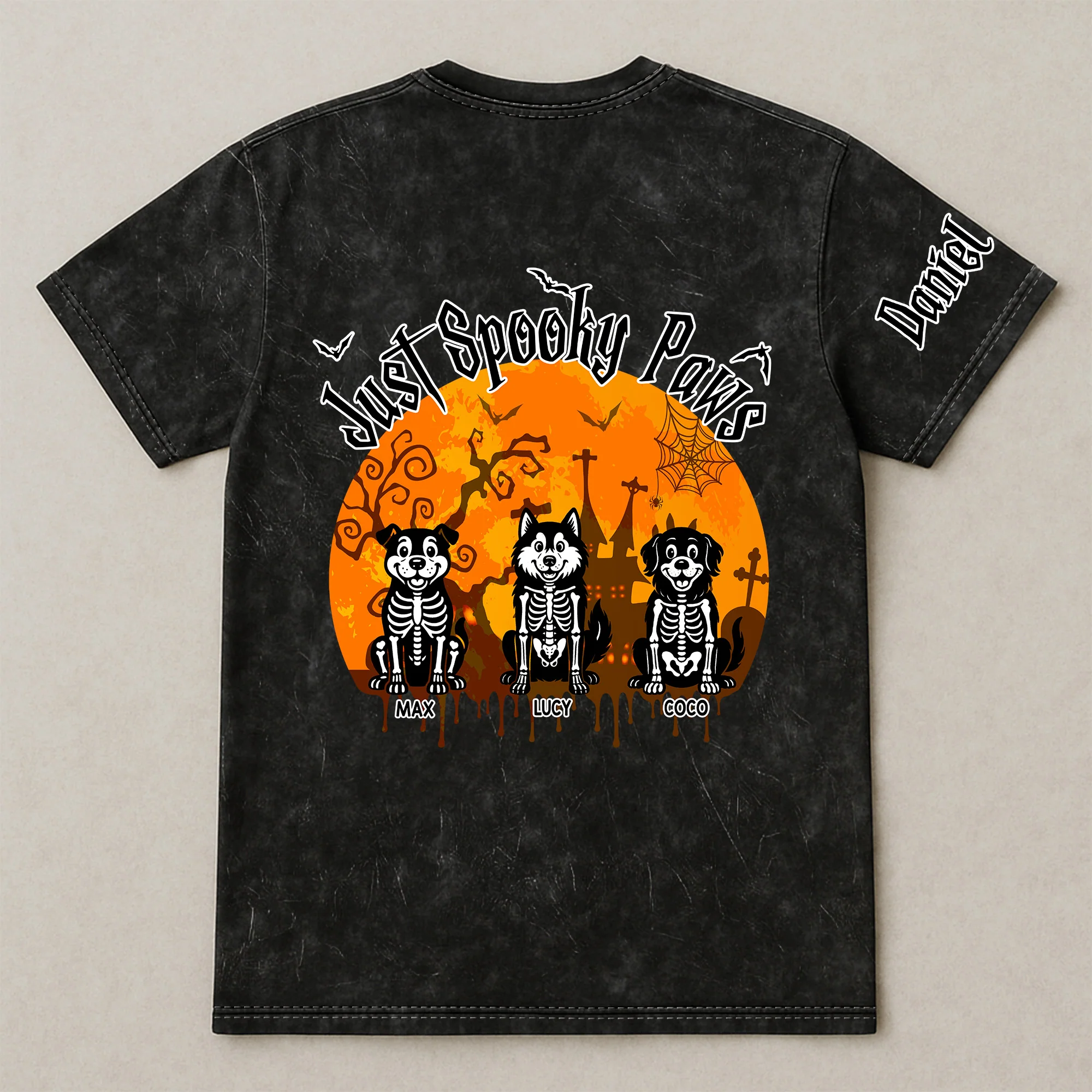 Just A Spooky Paw - Personalized Acid Wash T‑Shirt - Image 4