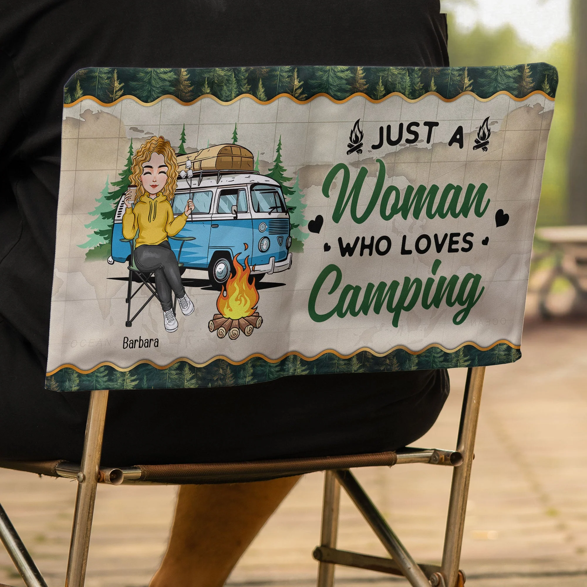Just A Woman/Man Who Loves Camping - Personalized Folding Chair Cover - Image 5