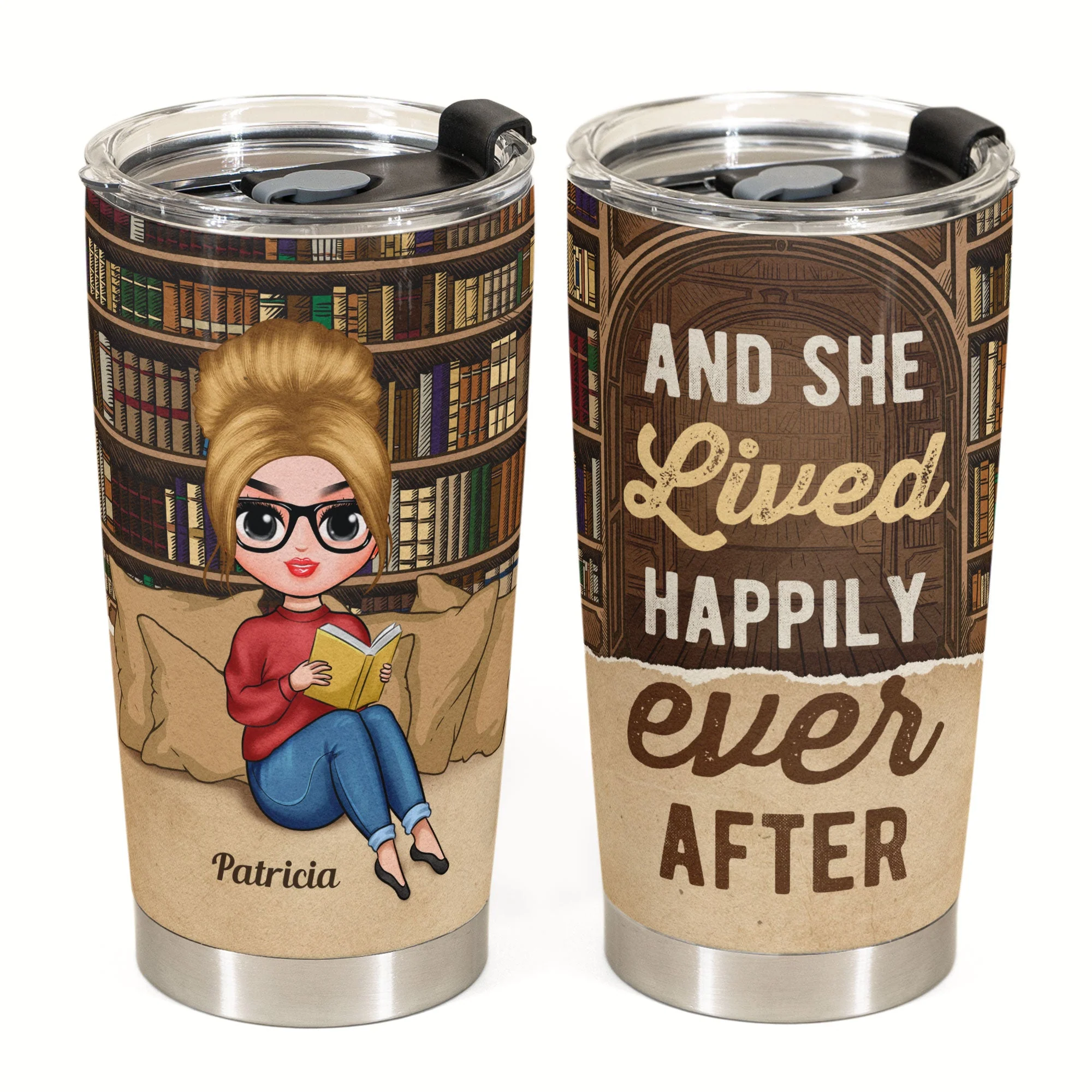 Just A Woman Who Loves Books Ver 2 - Personalized Tumbler Cup - Birthday Gift For Book Lovers - Chibi Girls - Image 2