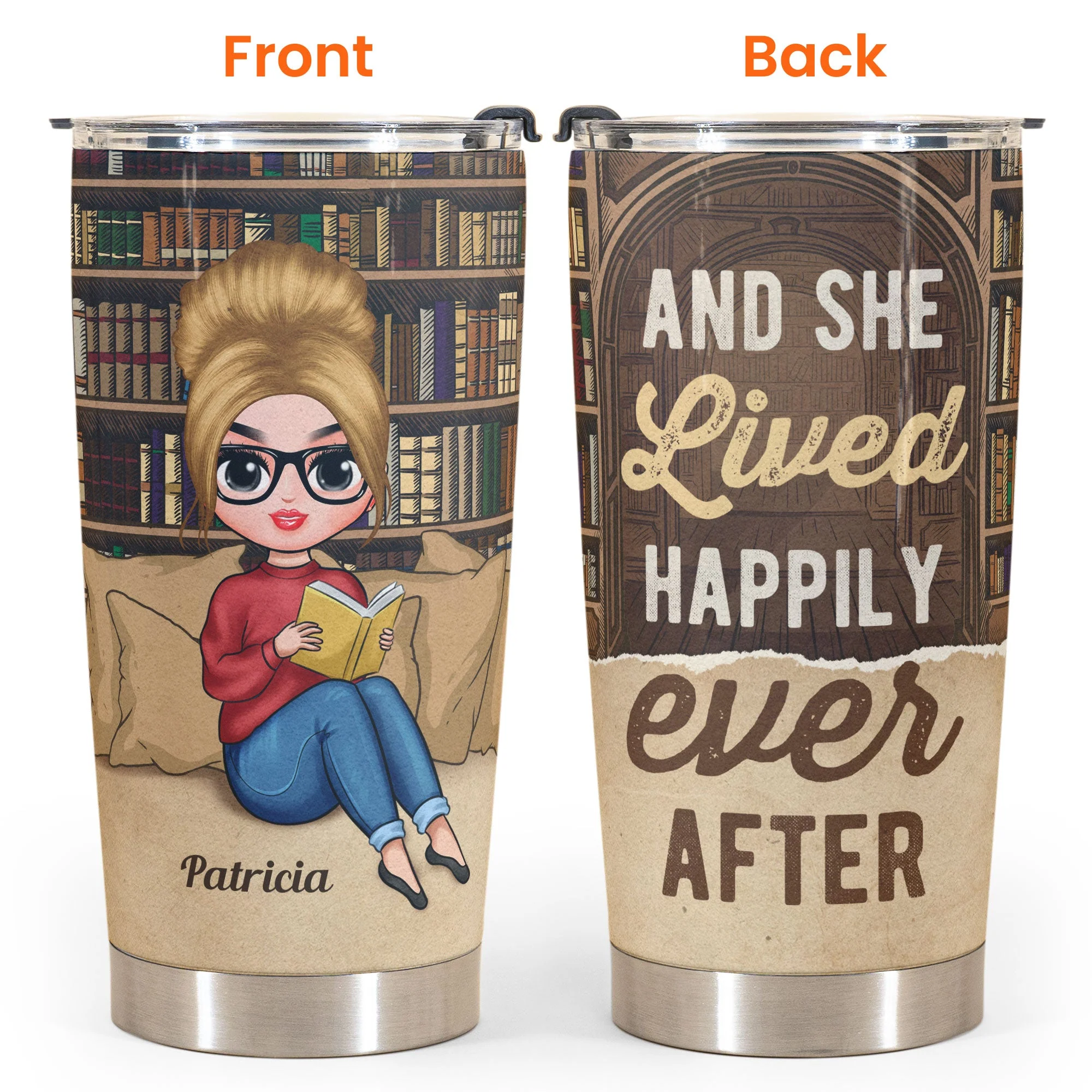 Just A Woman Who Loves Books Ver 2 - Personalized Tumbler Cup - Birthday Gift For Book Lovers - Chibi Girls - Image 4