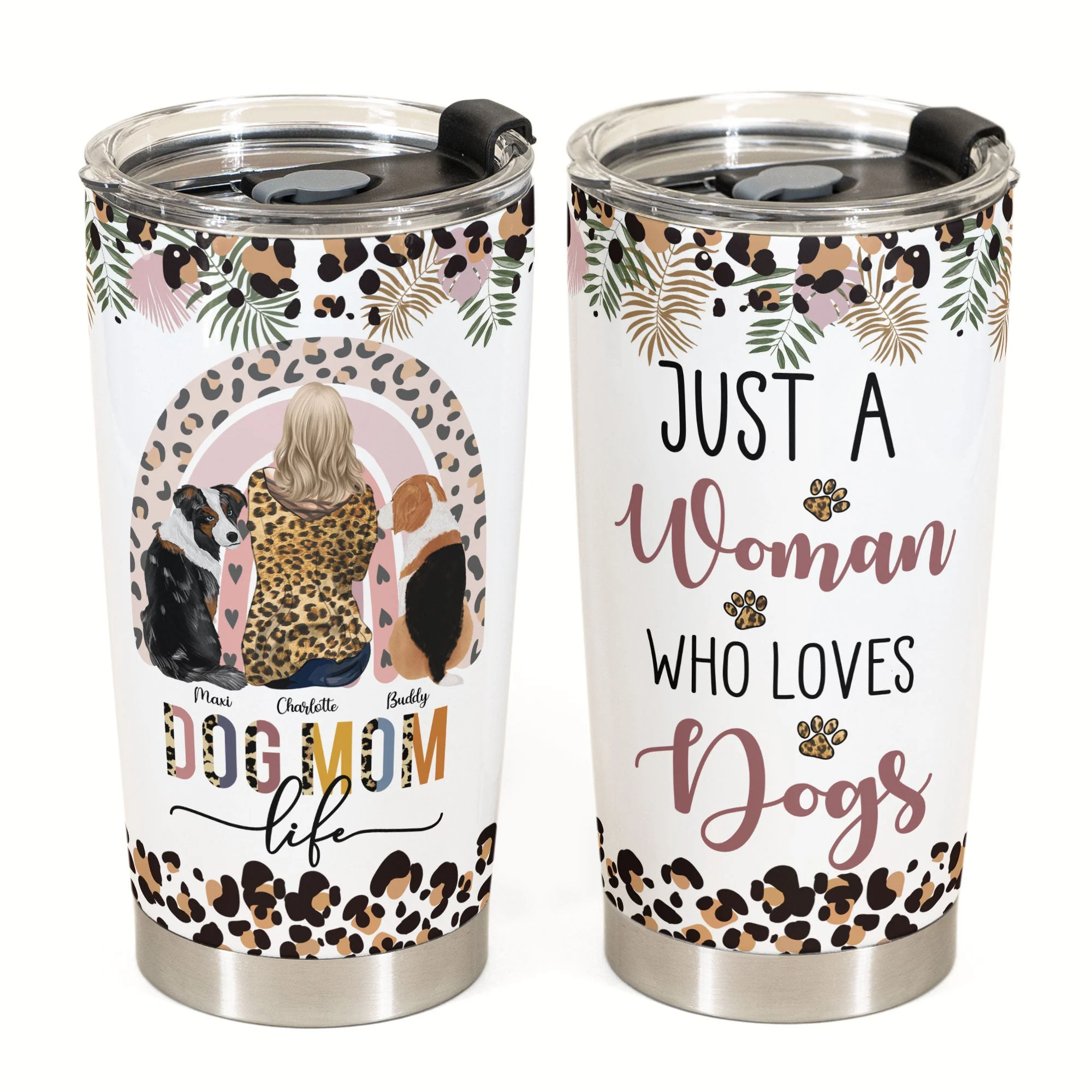 Just A Woman Who Loves Dogs - Personalized Tumbler Cup - Birthday Gift For Dog Mom, Dog Lover - Image 2