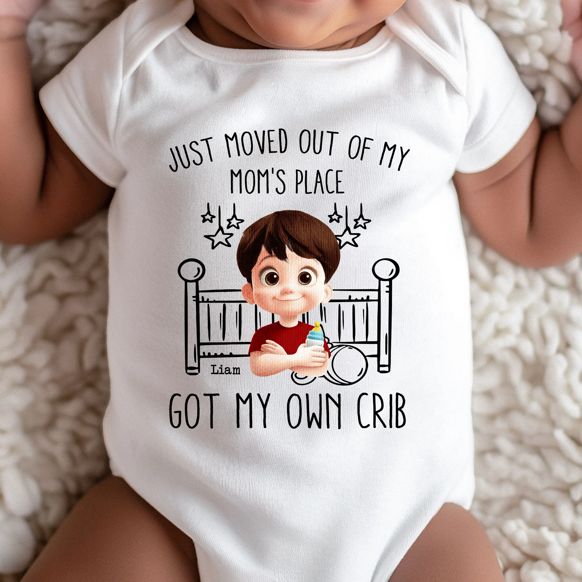 Just Moved Out Of My Mom's Place Got My Own Crib - Personalized Baby Bodysuit - Image 3