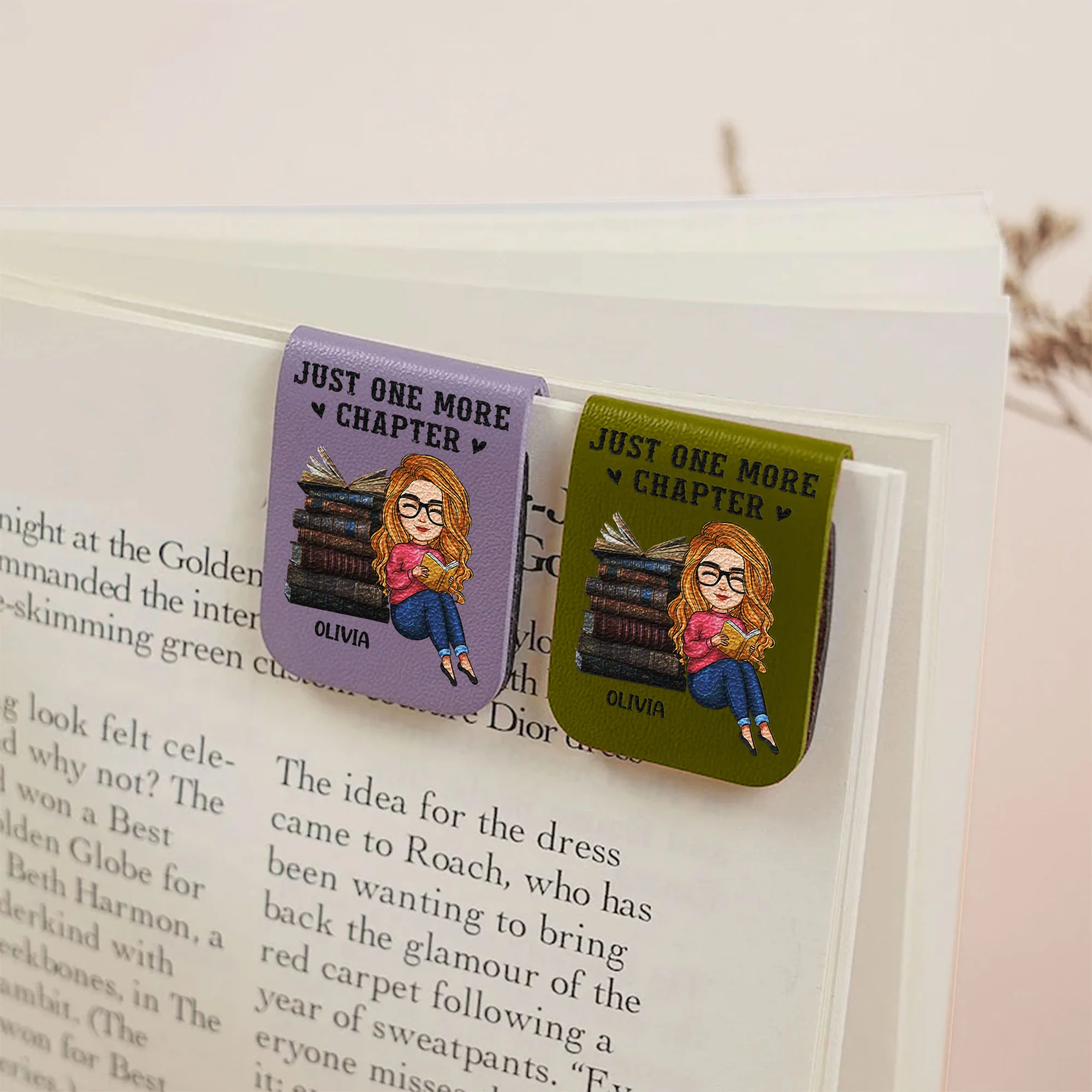 Just One More Chapter - Personalized Leather Magnetic Bookmark - Image 5