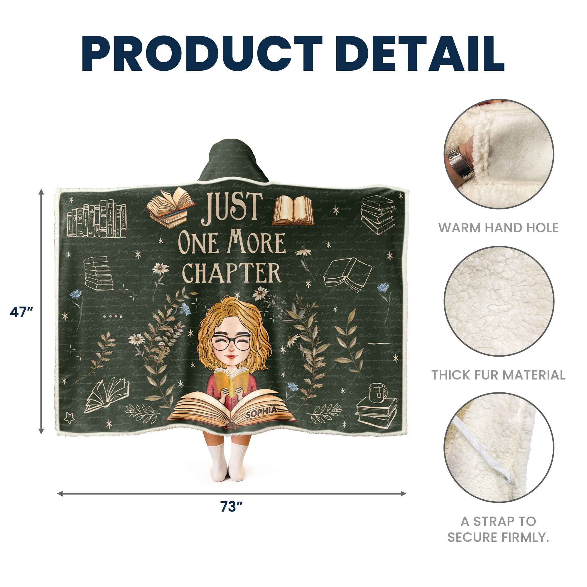 Just One More Chapter - Personalized Wearable Blanket Hoodie - Image 5