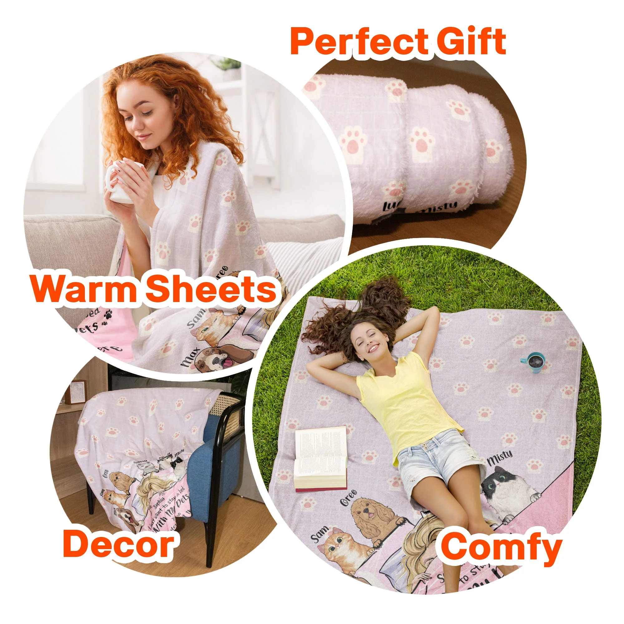 Just Want To Stay In Bed With My Pets - Personalized Blanket - Image 4