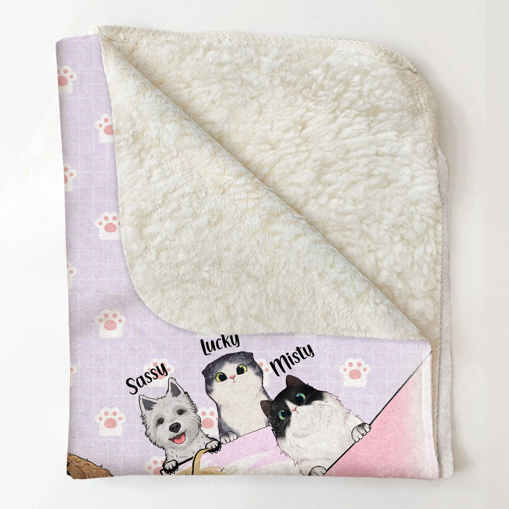 Just Want To Stay In Bed With My Pets - Personalized Blanket - Image 6