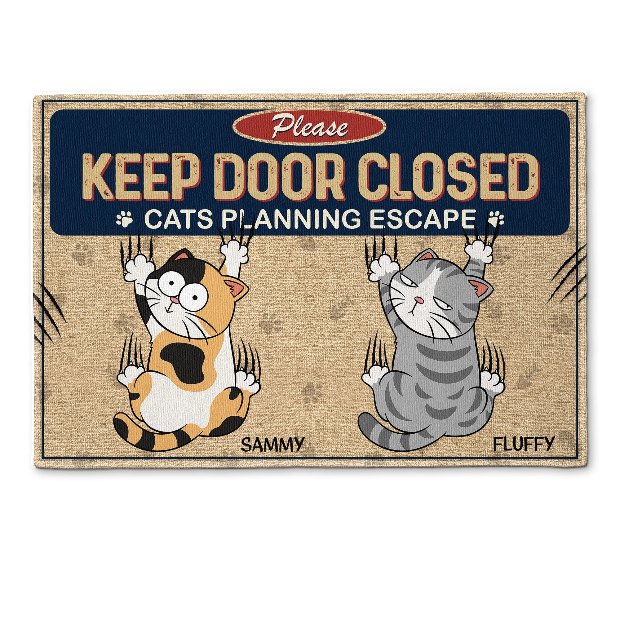 Keep Door Closed Cats Planning Escape - Personalized Doormat - Image 4