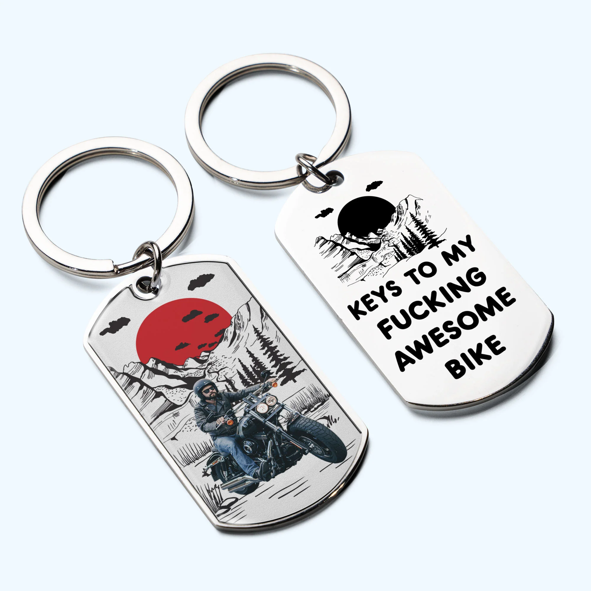 Keys To My Fucking Awesome Bike - Personalized Stainless Steel Photo Keychain - Image 4