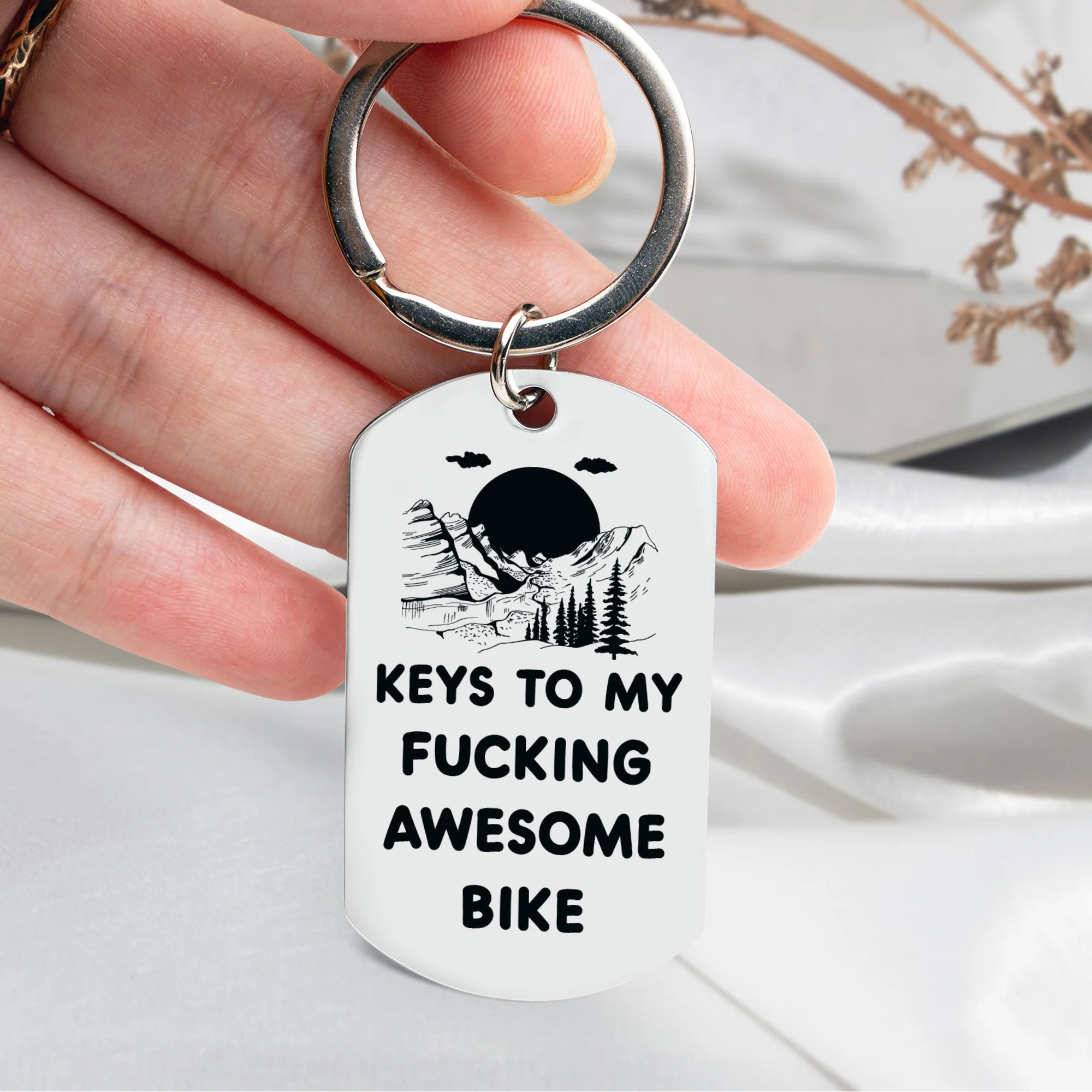 Keys To My Fucking Awesome Bike - Personalized Stainless Steel Photo Keychain - Image 5