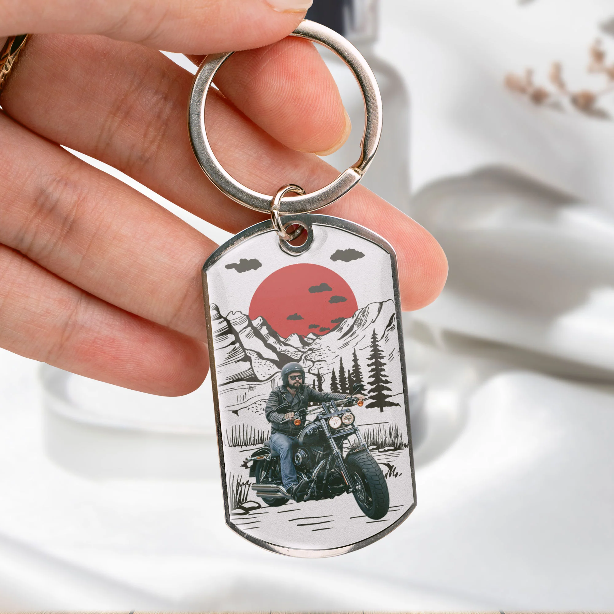 Keys To My Fucking Awesome Bike - Personalized Stainless Steel Photo Keychain - Image 6