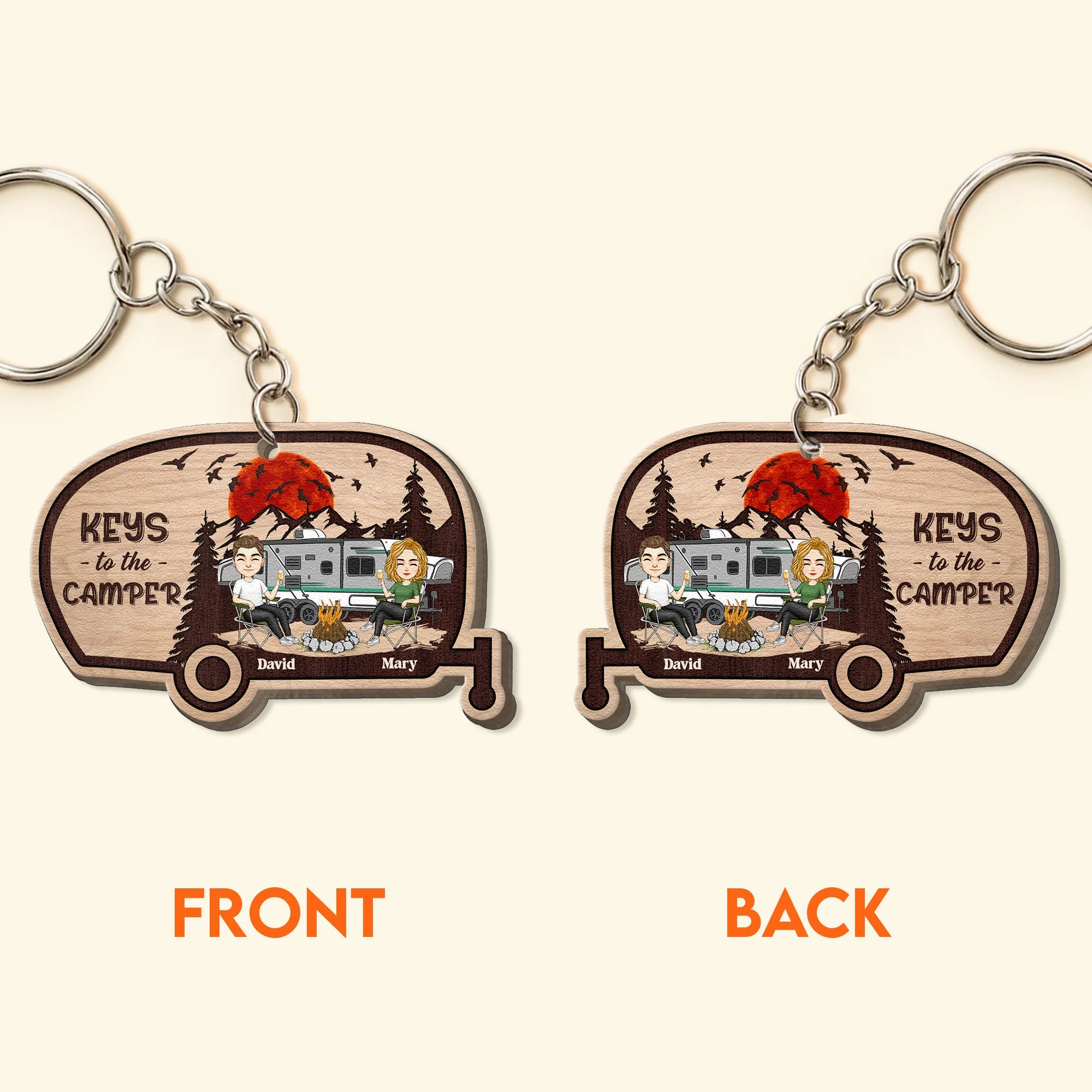 Keys To The Camper - Personalized Wooden Keychain - Image 4