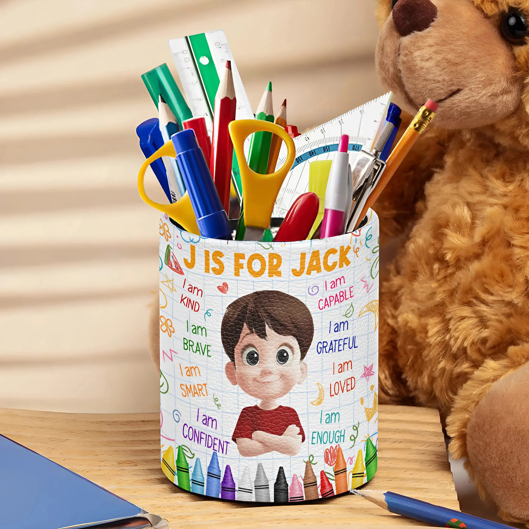 Kid Affirmations - For Son, Daughter, Grandkids, Back To School - Personalized Pen Holder
