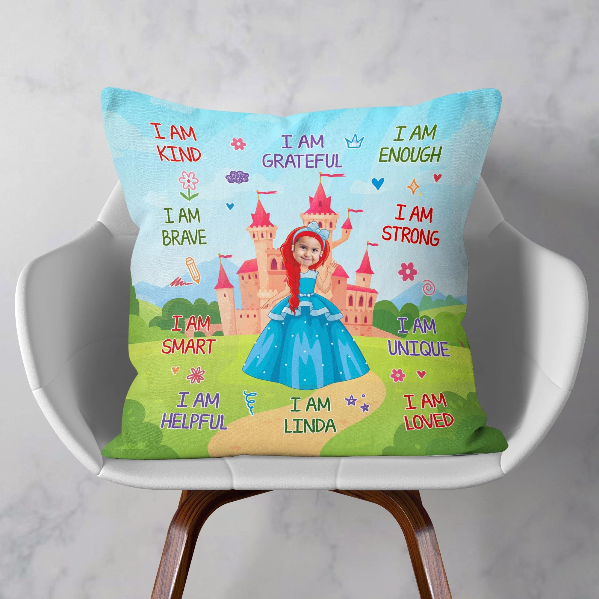 Kid Affirmations I Am Kind Fairytale - Personalized Photo Pillow (Insert Included) - Image 4