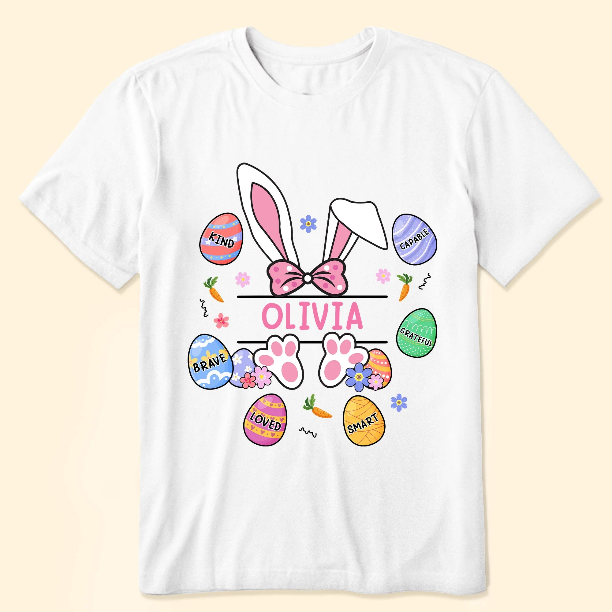 Kid Affirmations With Easter Bunny And Eggs - Personalized Shirt - Image 3