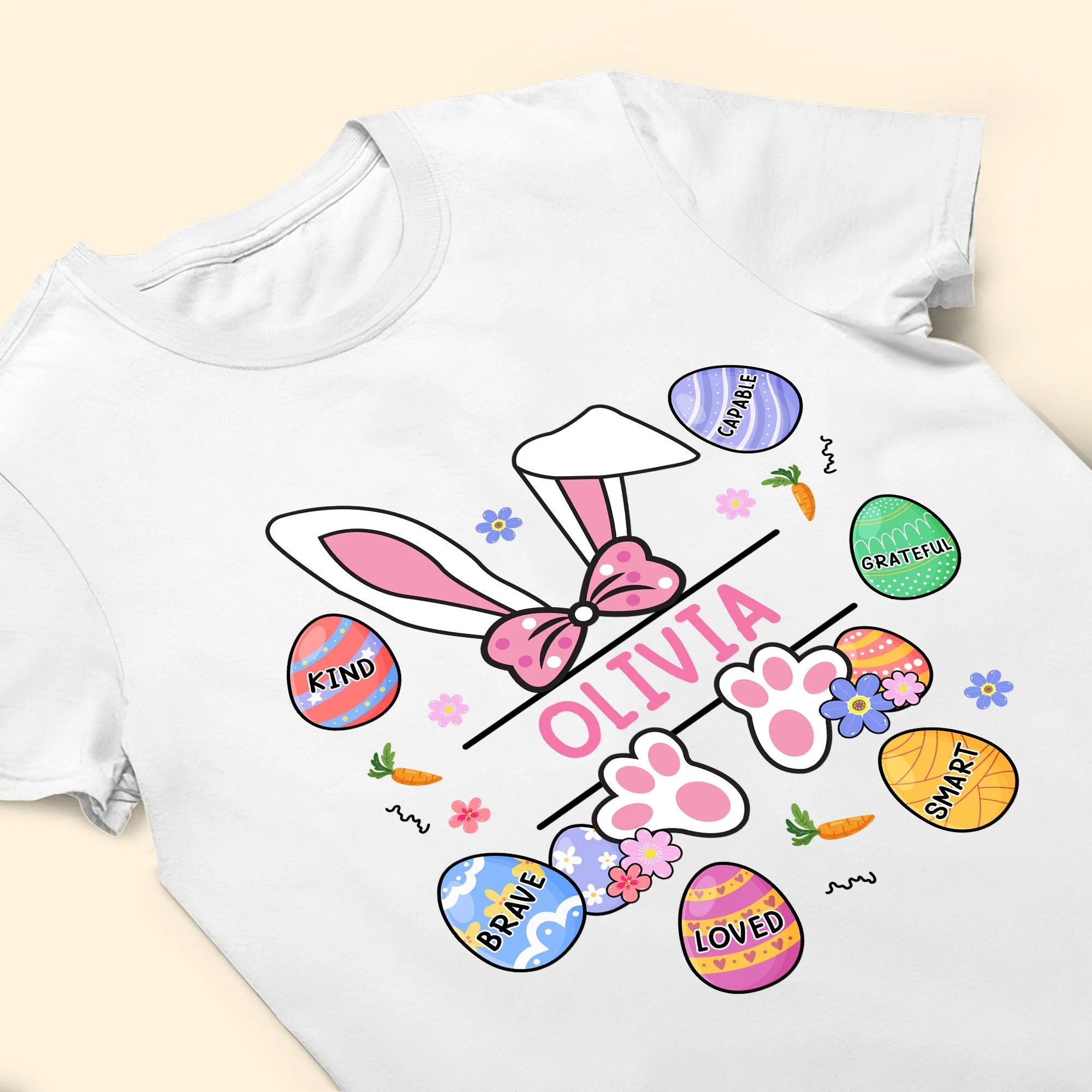 Kid Affirmations With Easter Bunny And Eggs - Personalized Shirt - Image 5