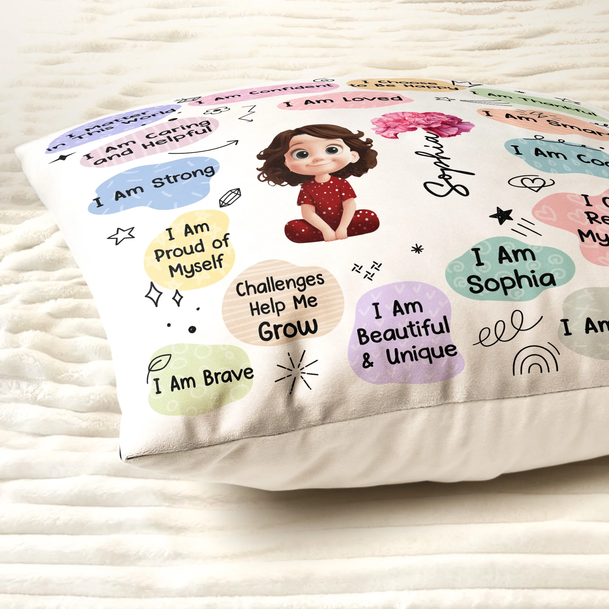 Kid Birth Flower Affirmation - Personalized Pillow (Insert Included) - Image 3