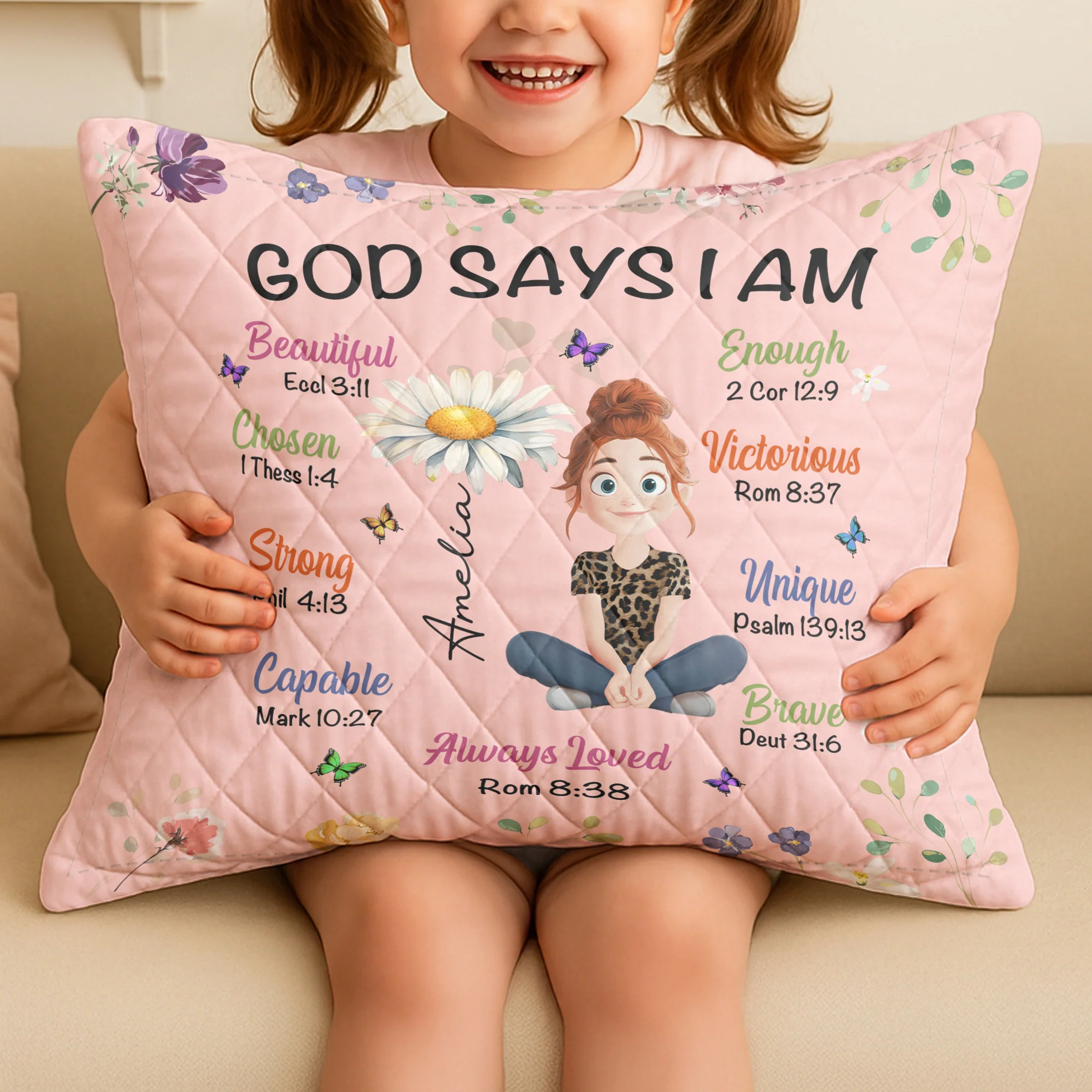 Kid Birth Flower God Says I Am - Custom Quilt Set - Image 3