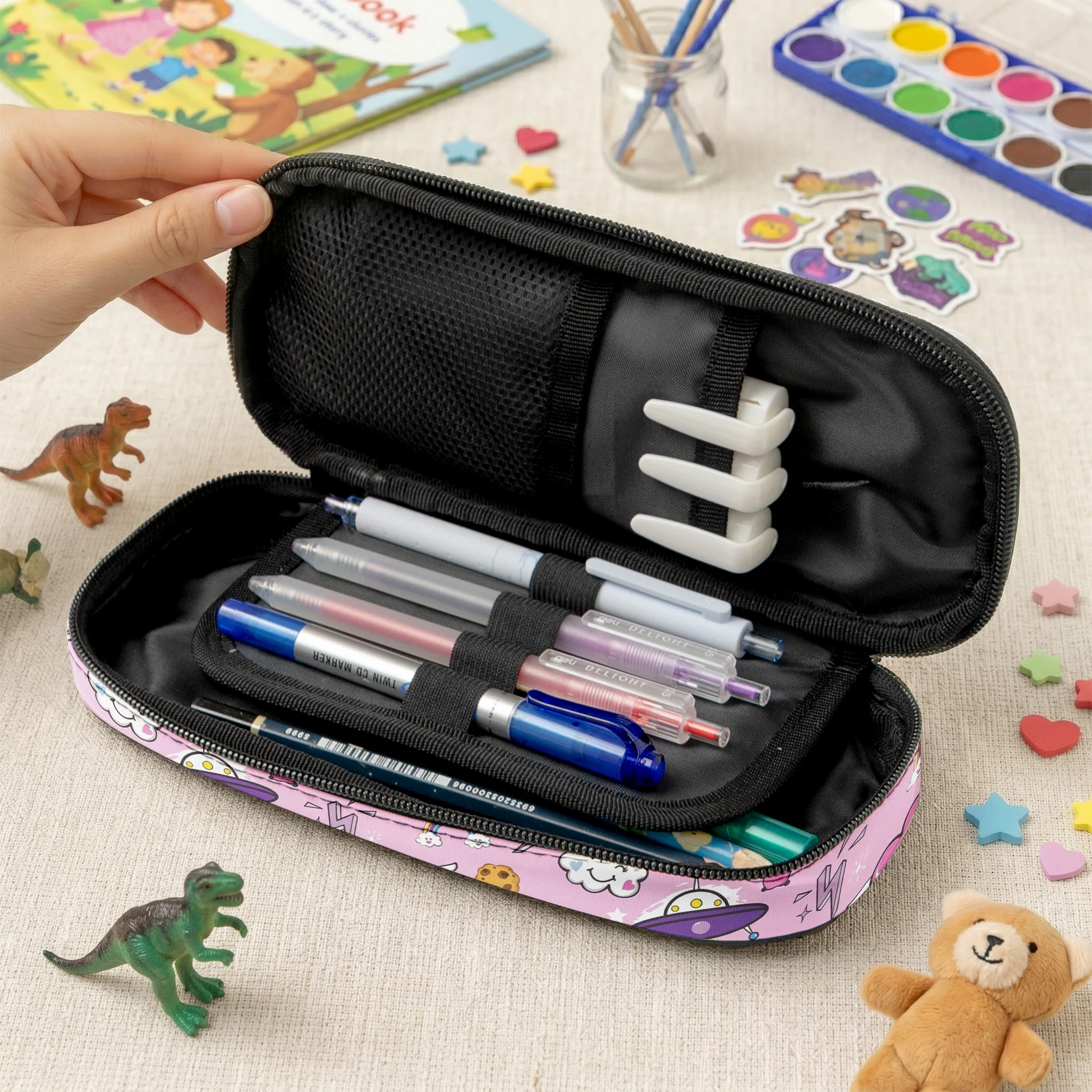 Kid Custom Pattern And Name - Personalized Pencil Case - Image 3