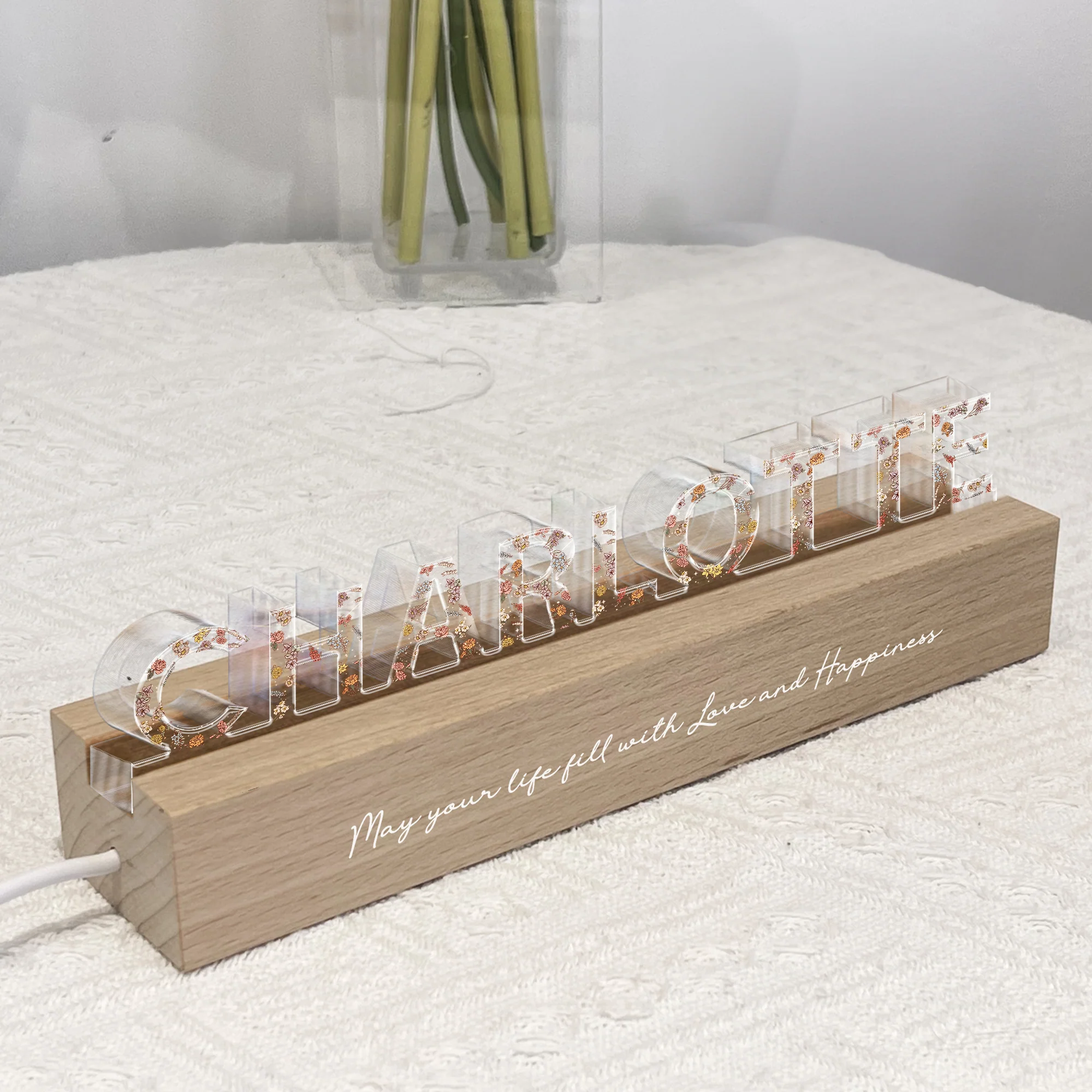 Kid Floral Name - Personalized LED Night Light - Image 2