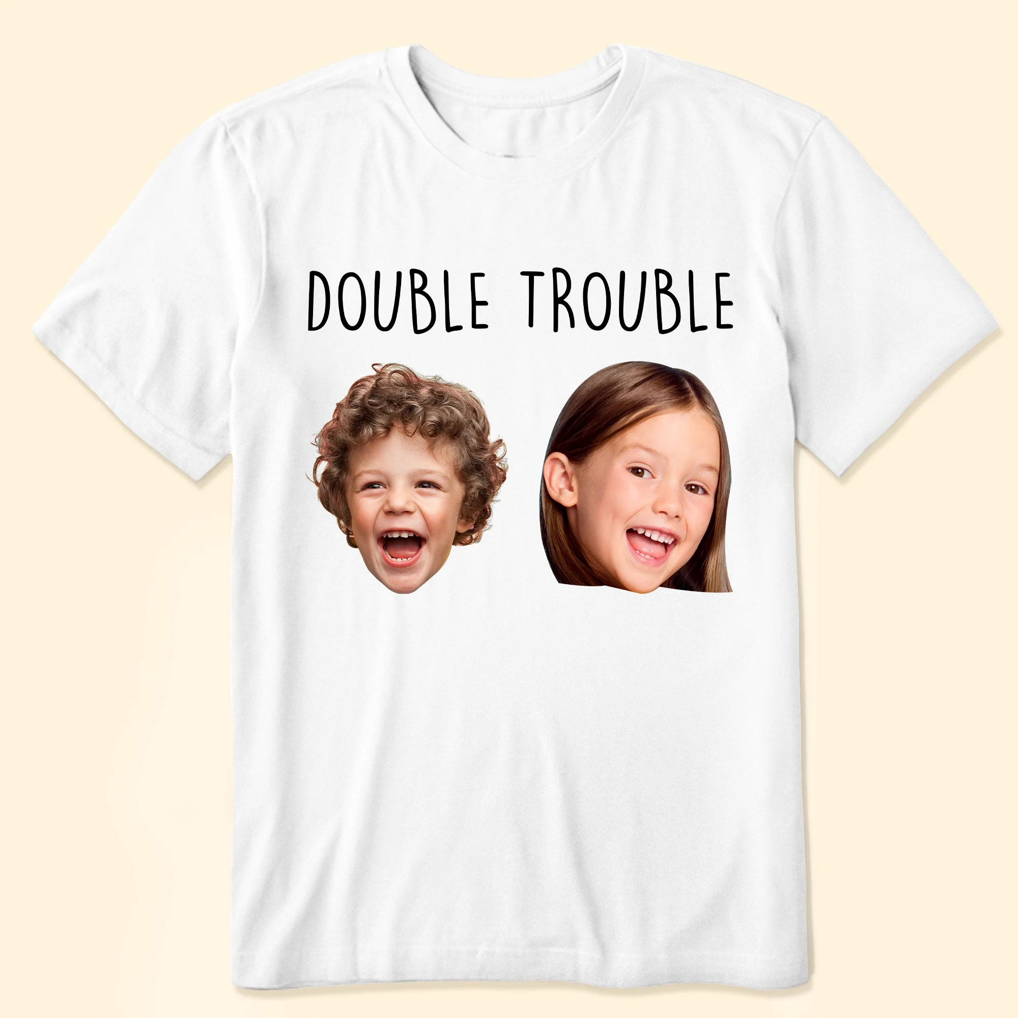 Kid Funny Faces Double Trouble - Personalized Photo Shirt - Image 2