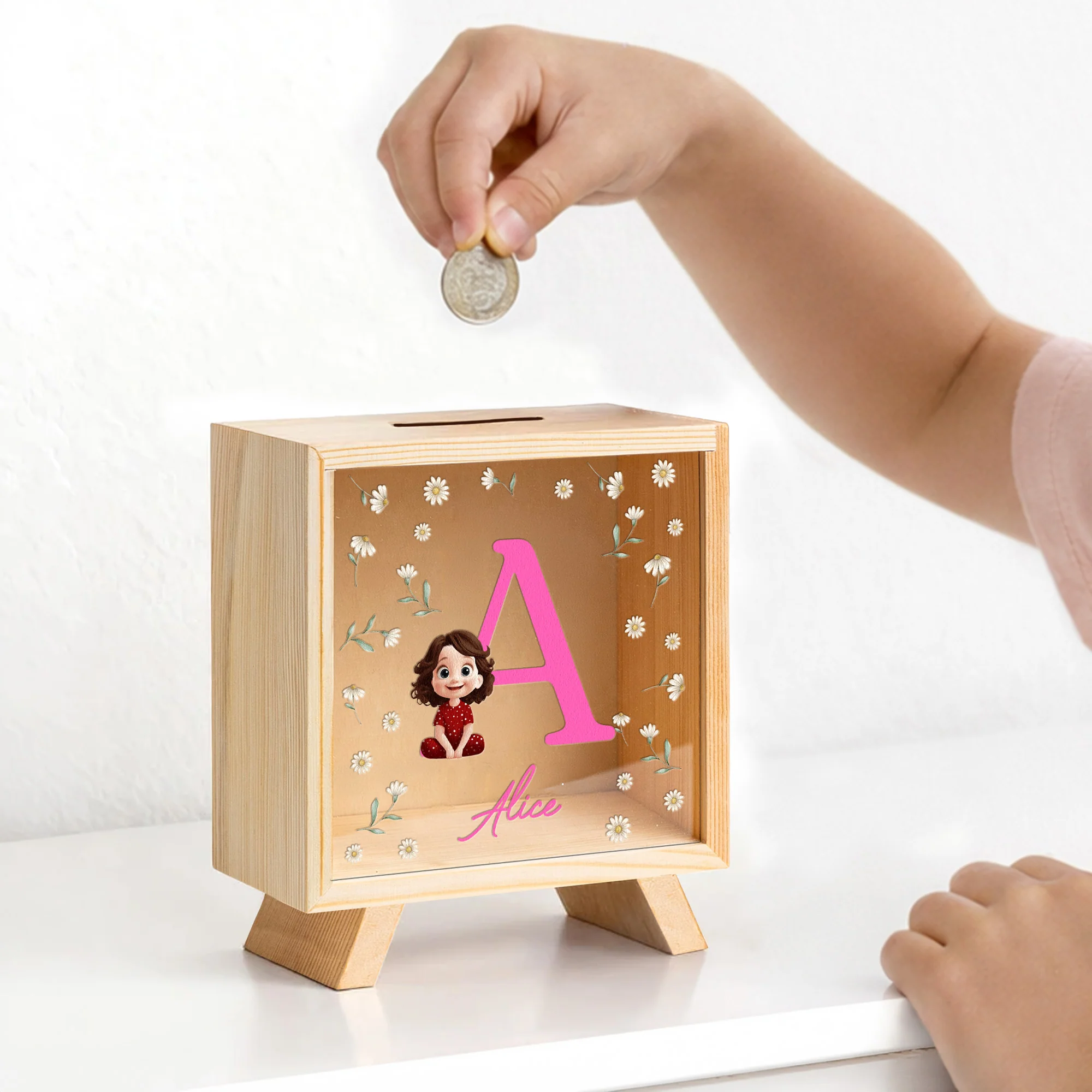 Kid Initial - Personalized Wooden Money Box - Image 3