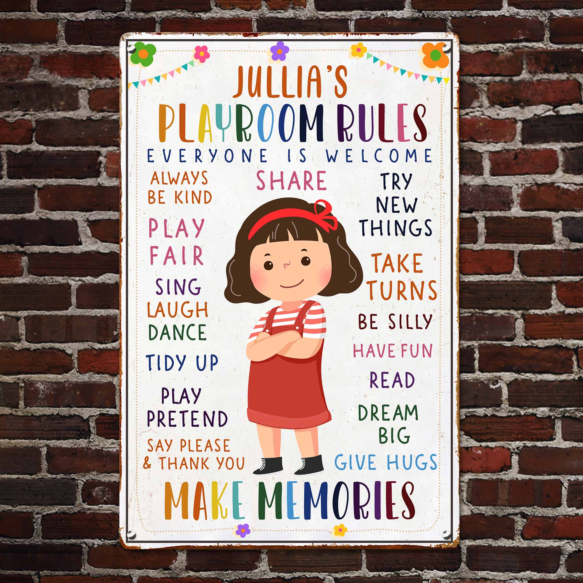 Kid Playroom Rules - Personalized Metal Sign - Image 3