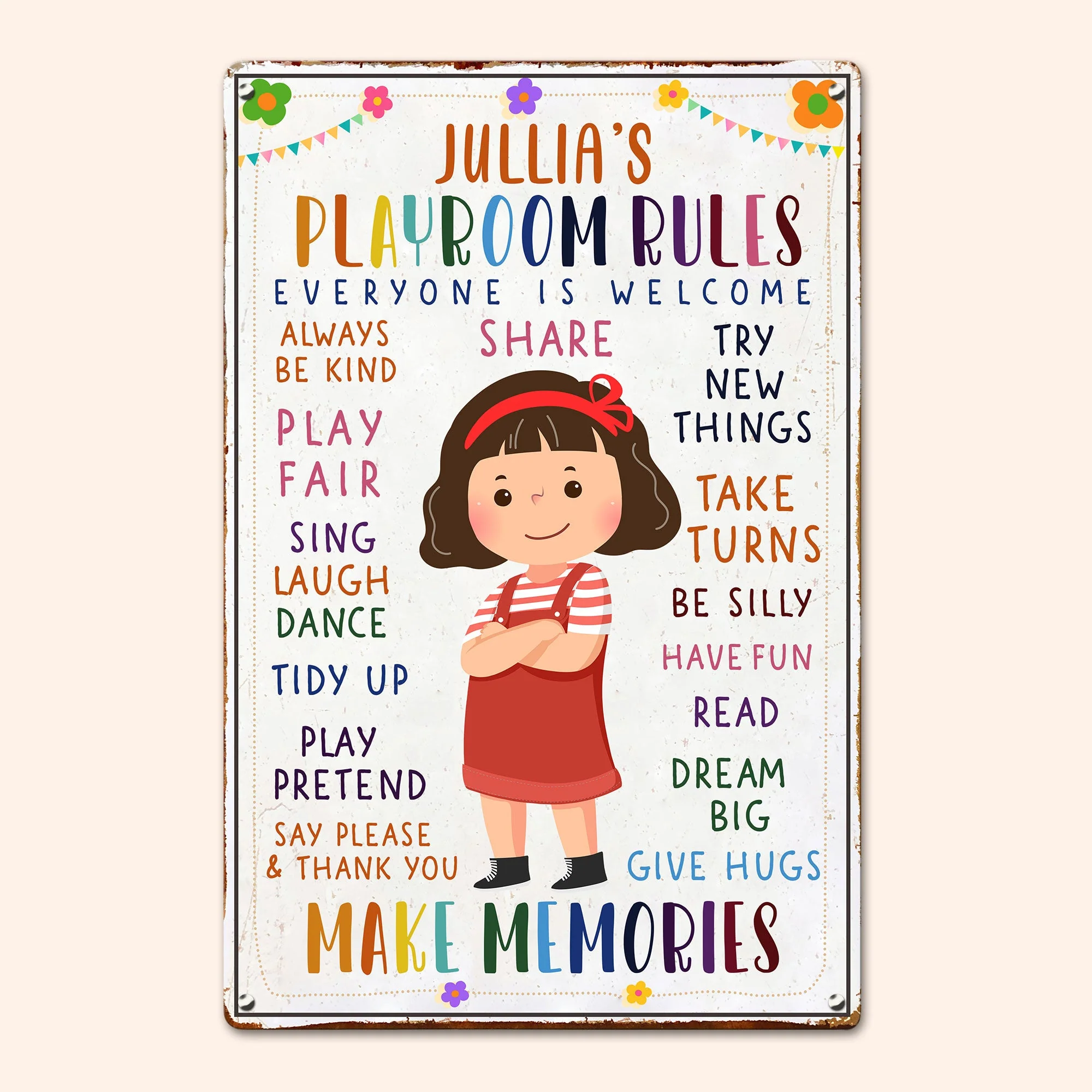 Kid Playroom Rules - Personalized Metal Sign - Image 4