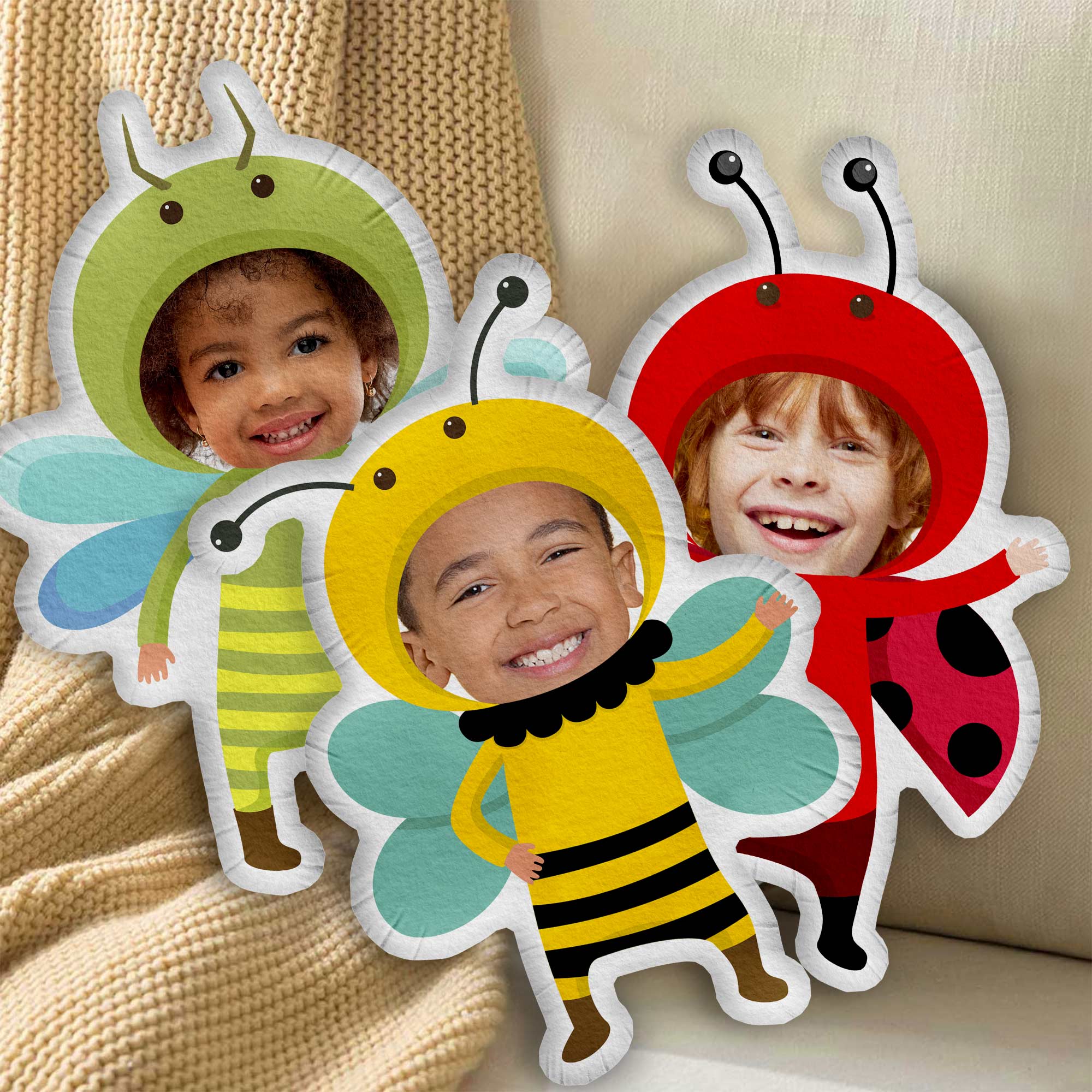Kid Wearing Insect Costume - Personalized Photo Custom Shaped Pillow - Image 4