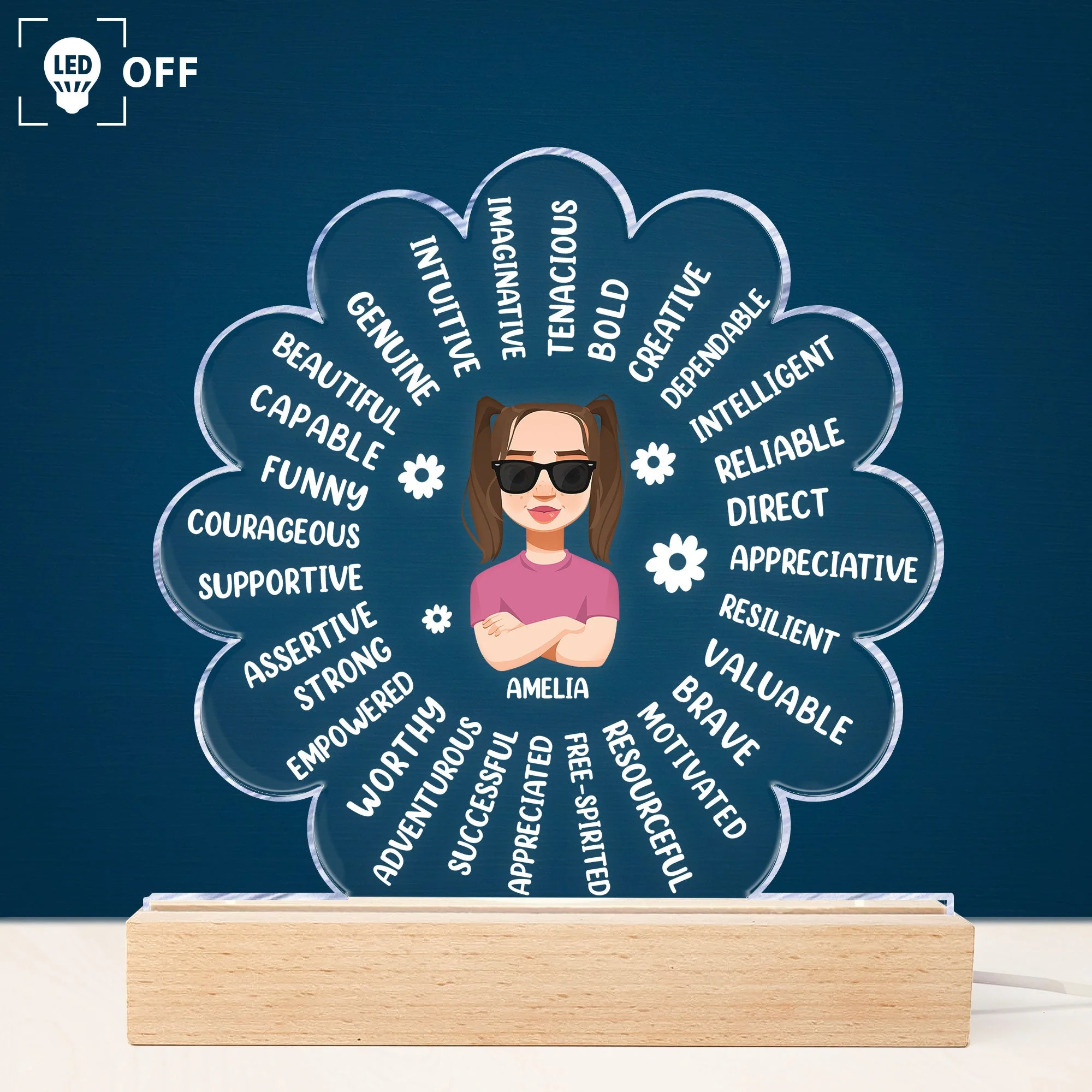 Kid's Affirmations Flower - Personalized LED Light - Image 2
