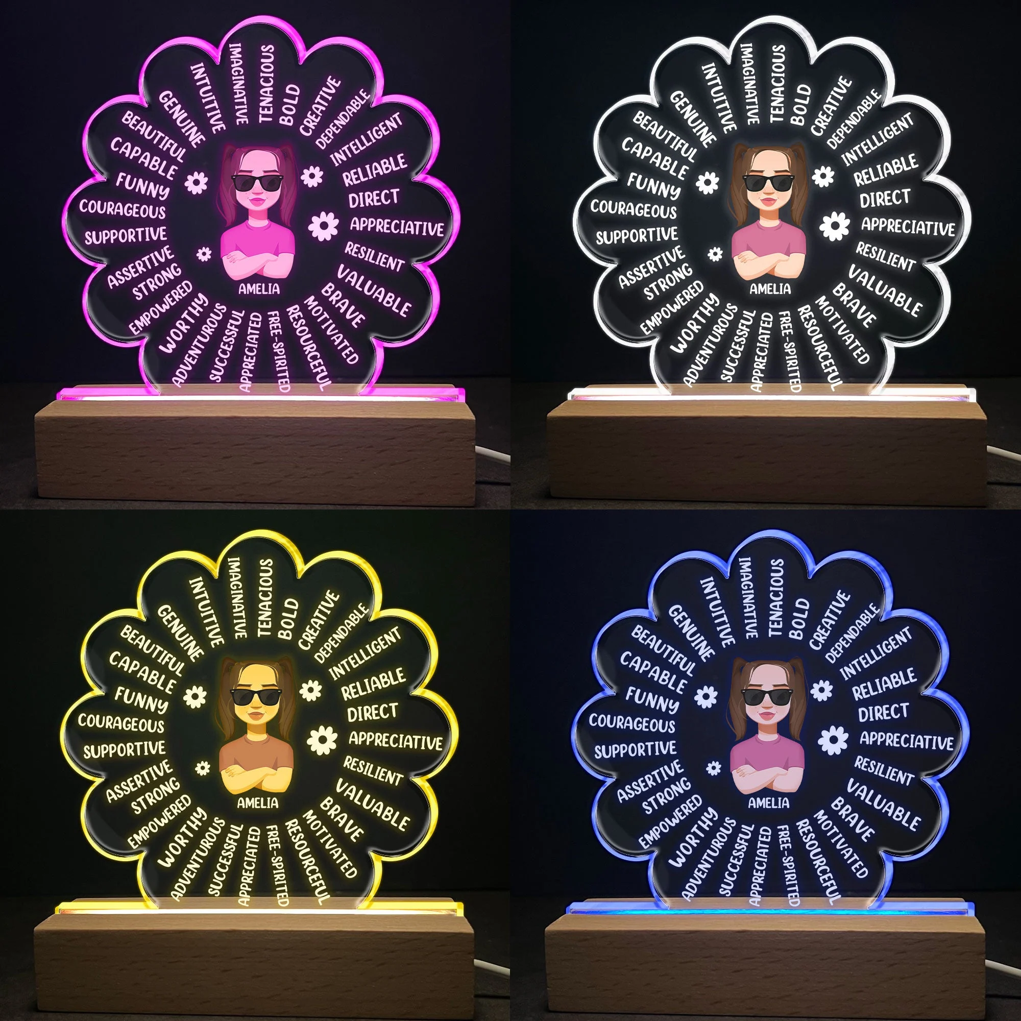Kid's Affirmations Flower - Personalized LED Light - Image 4
