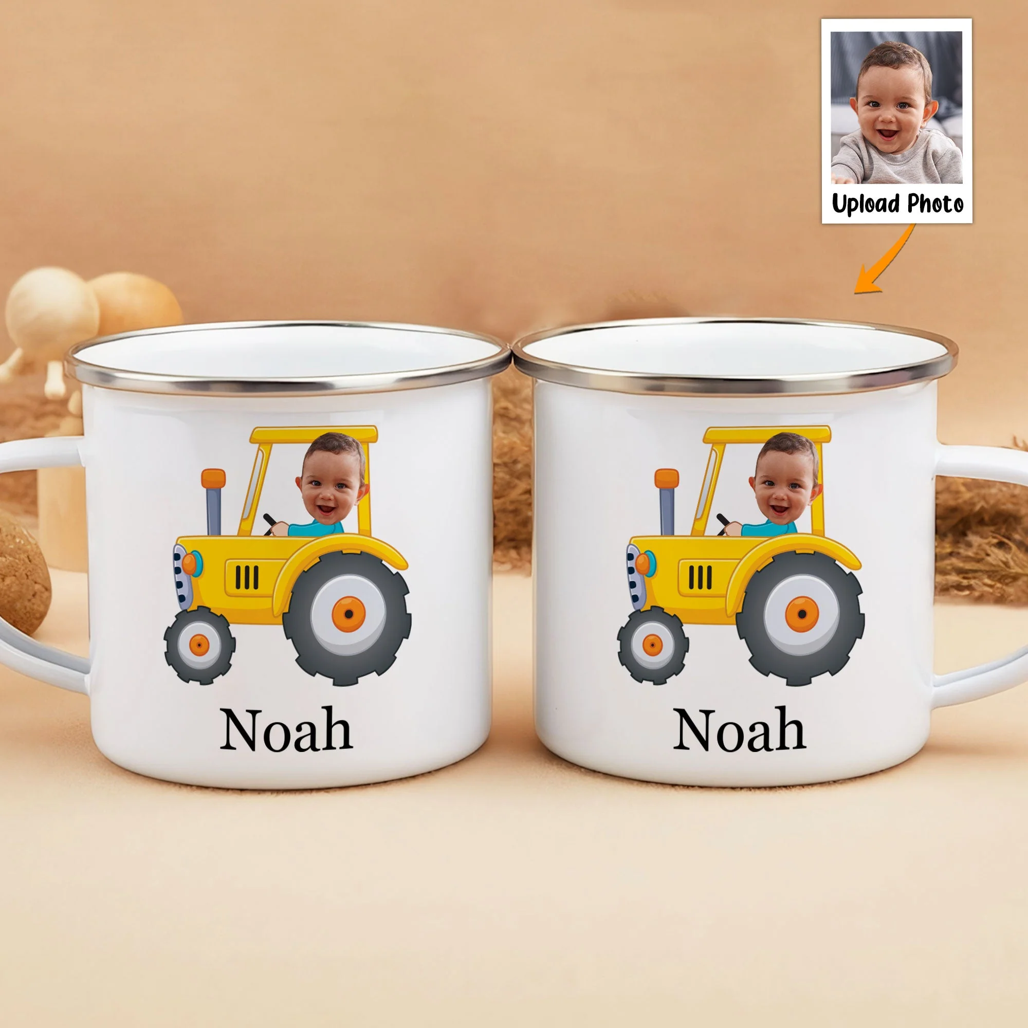 Kids Riding Vehicle - Personalized Photo Enamel Mug - Image 2