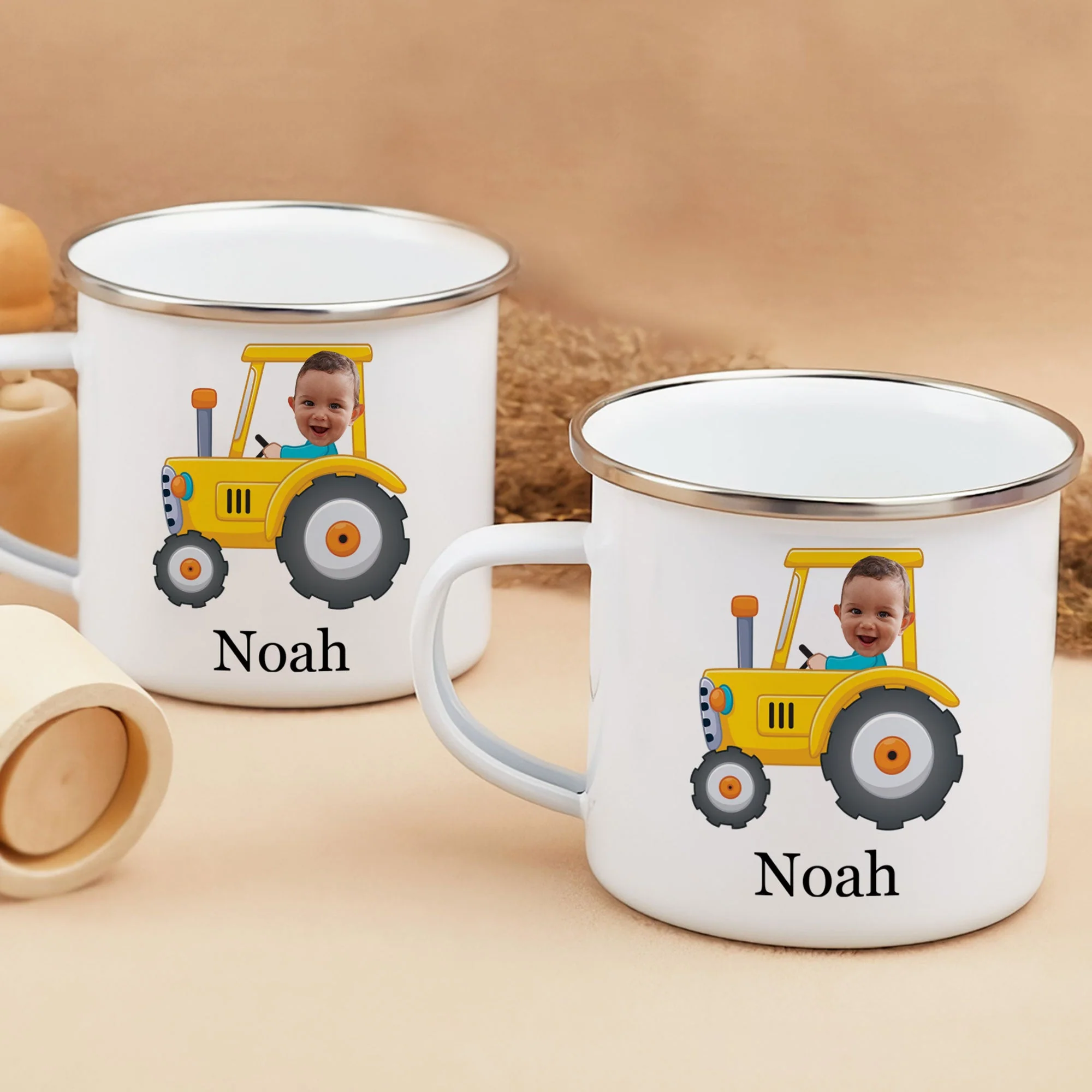 Kids Riding Vehicle - Personalized Photo Enamel Mug - Image 4